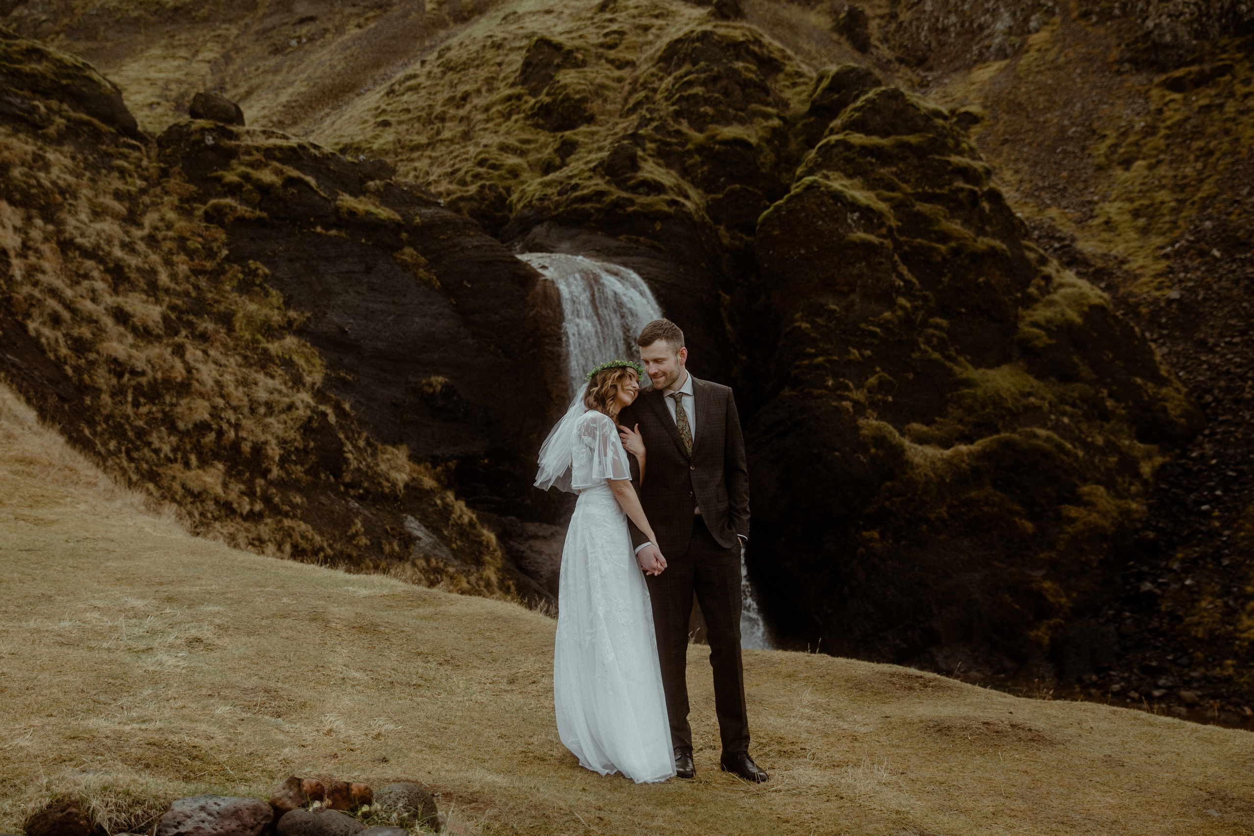 Iceland Private Waterfall Elopement. Iceland elopement photographer & videographer