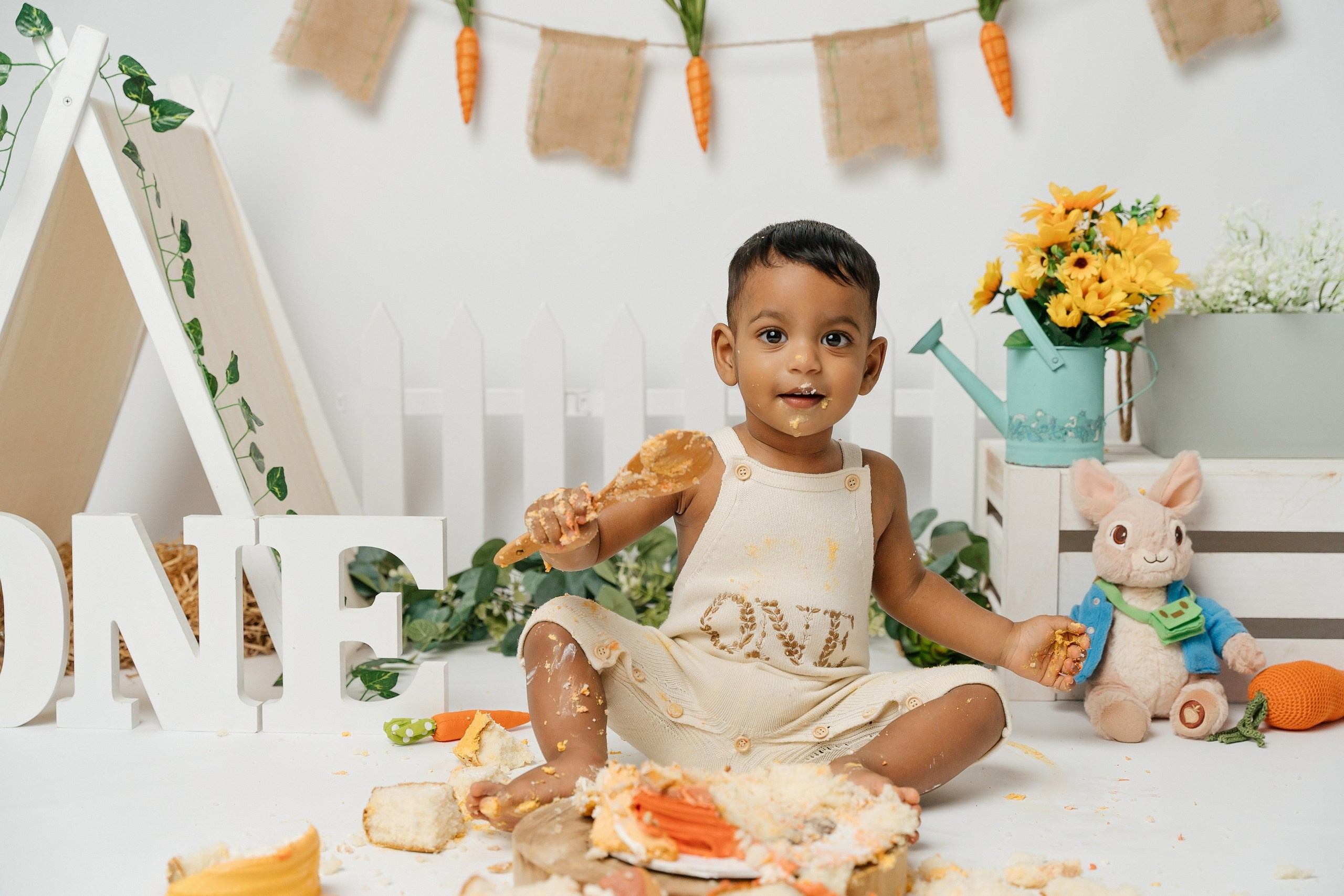 Peter rabbit cake smash session. Newborn and family photographer. Hills District. Sydney