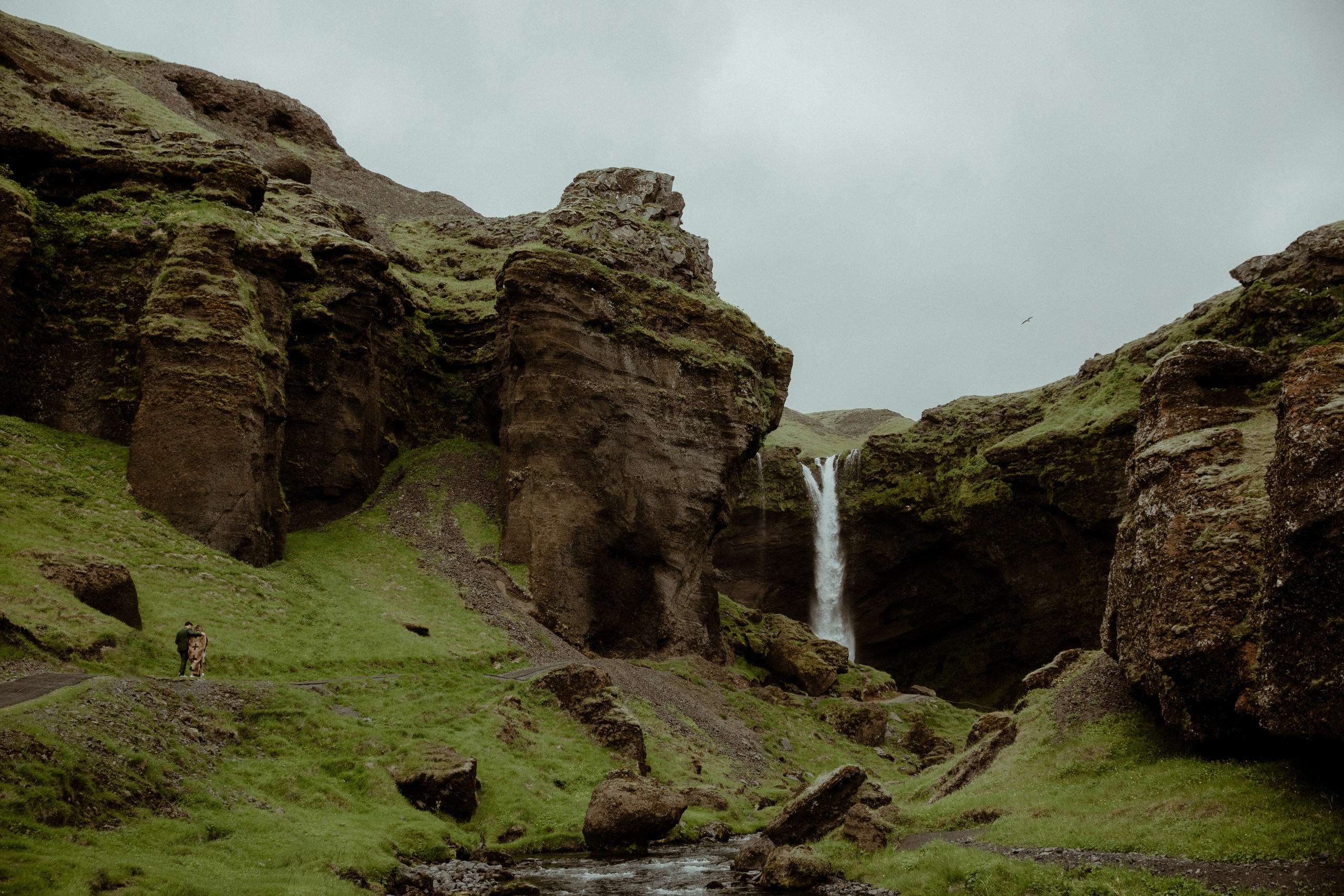 Elopement at Kvernufoss Waterfall. Iceland elopement photographer & videographer
