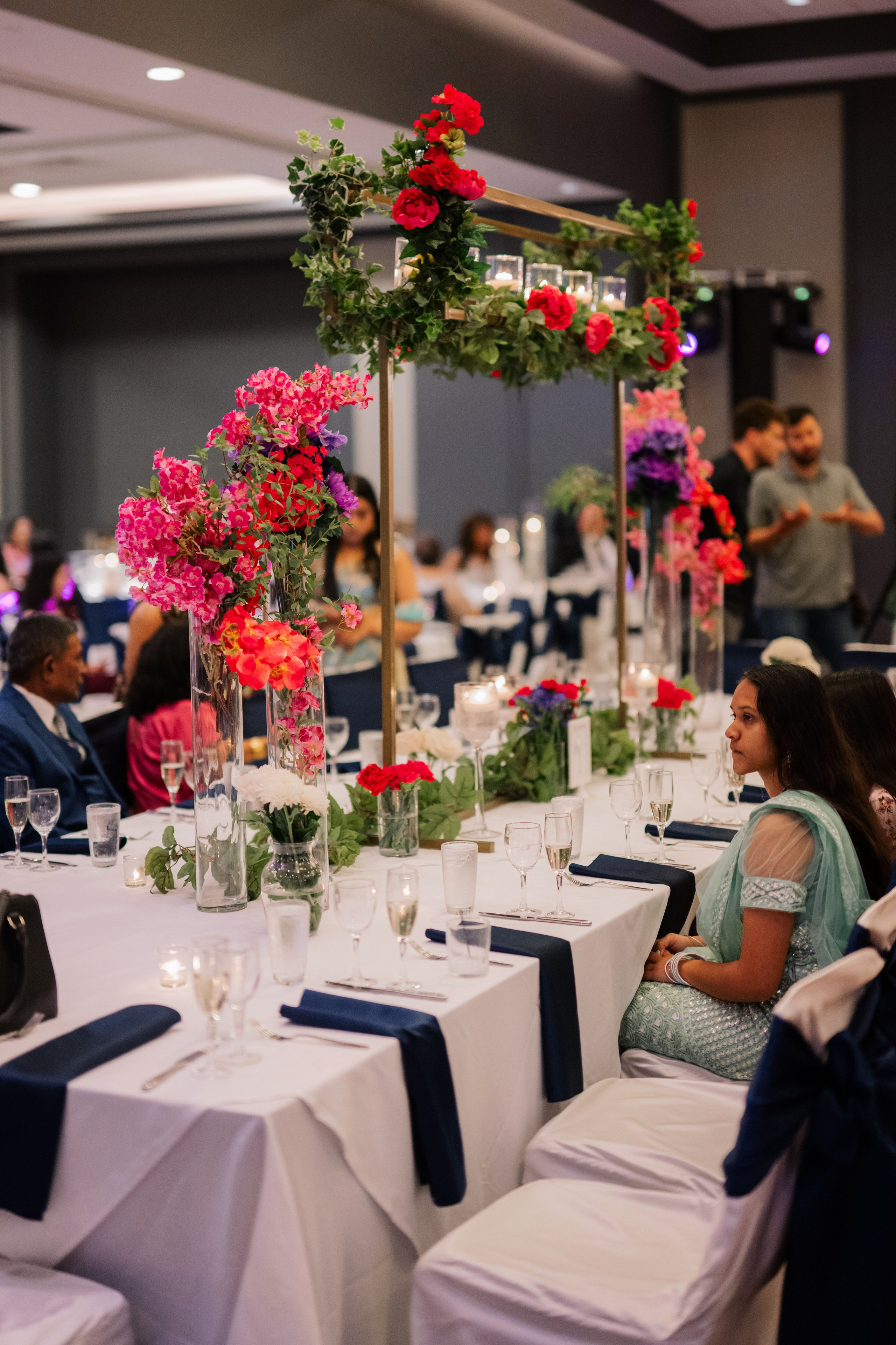 a table with a bunch of flowers on it