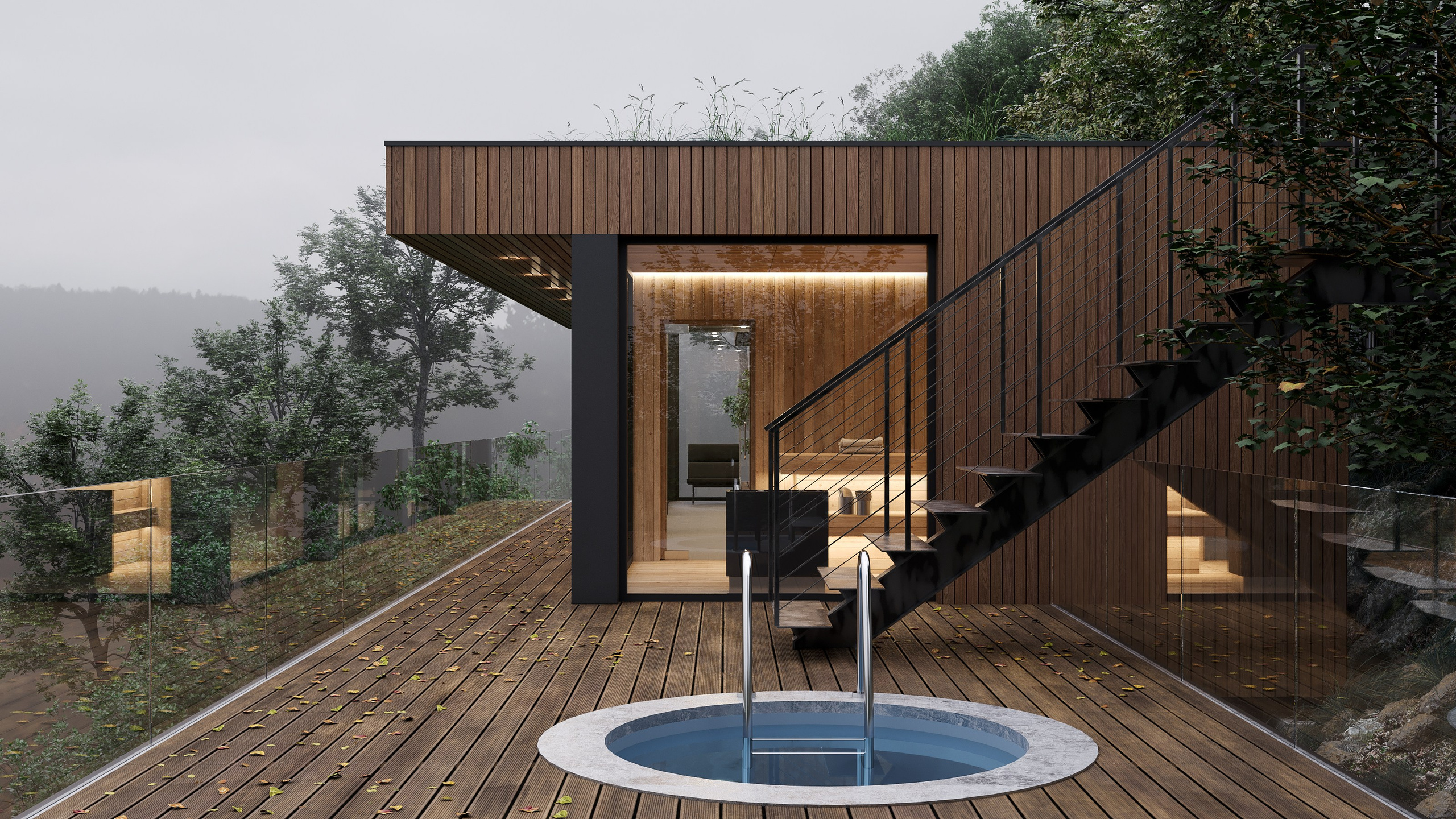 Návrh novostavby wellness.