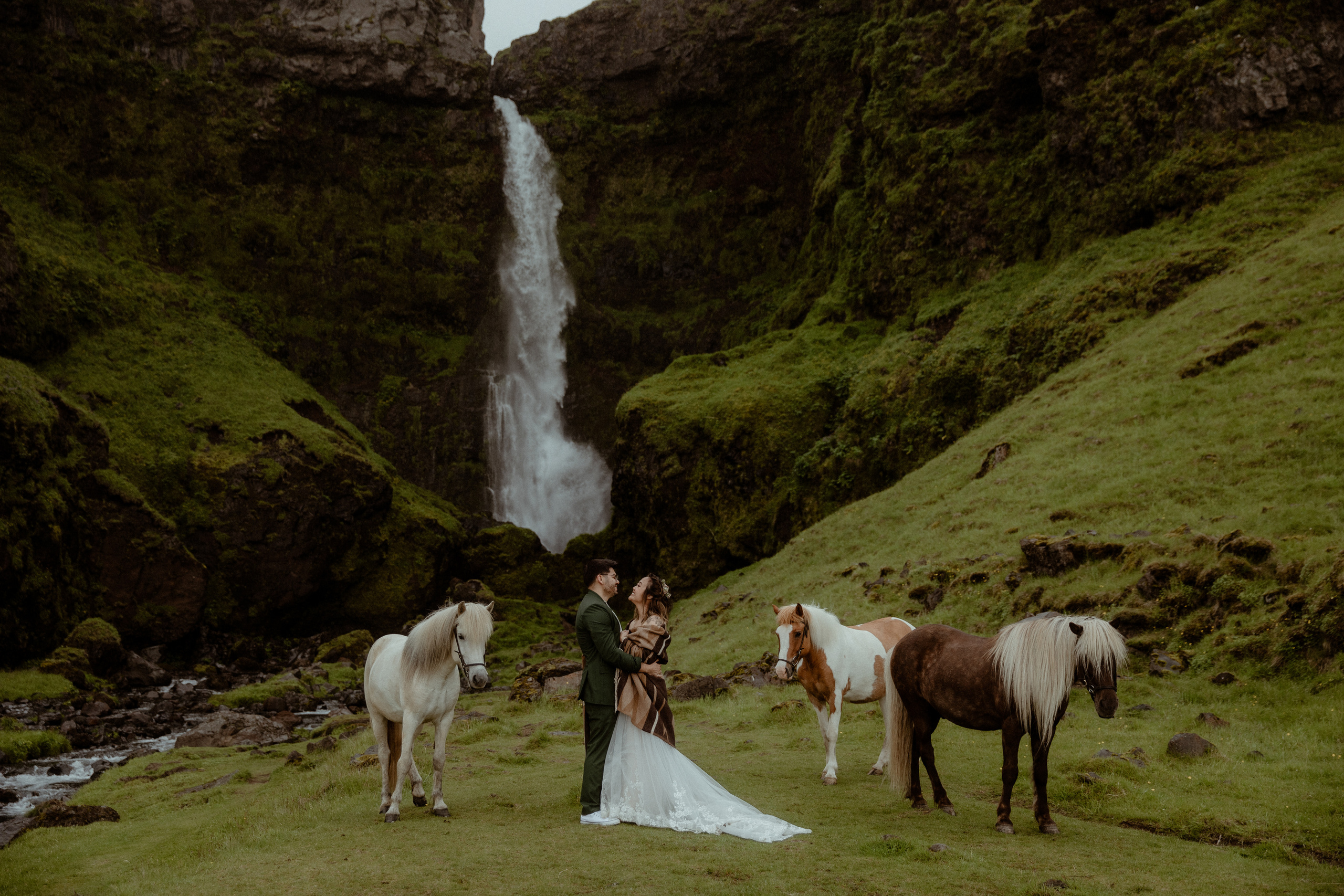 Kvernufoss Waterfall Elopement. Iceland elopement photographer & videographer