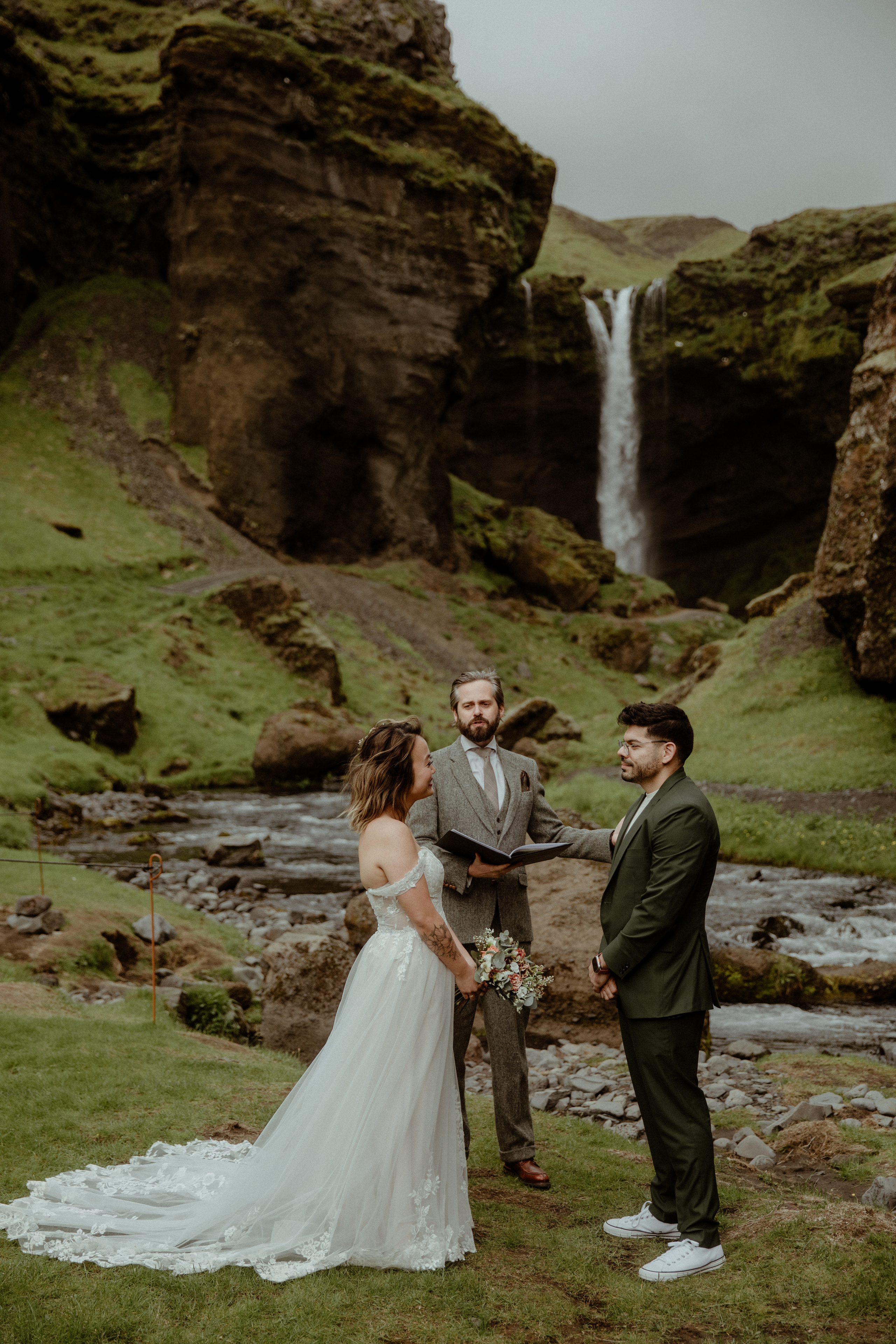Kvernufoss Waterfall Elopement. Iceland elopement photographer & videographer