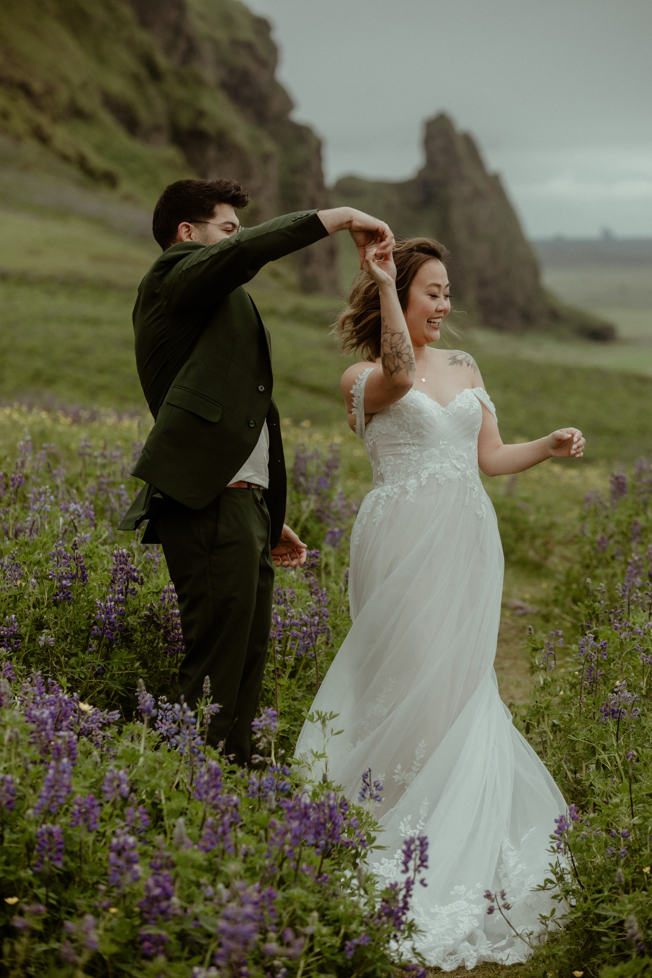 Kvernufoss Waterfall Elopement. Iceland elopement photographer & videographer