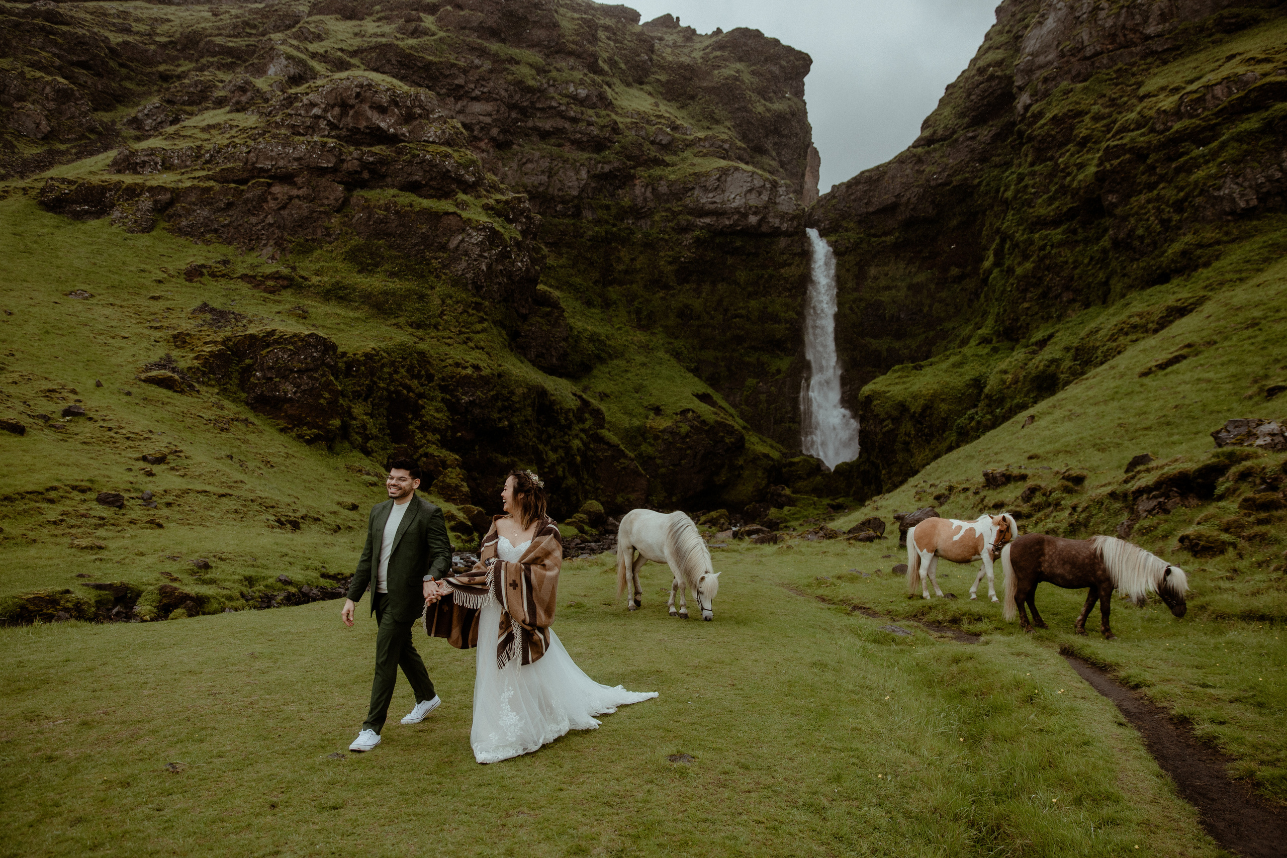 Kvernufoss Waterfall Elopement. Iceland elopement photographer & videographer