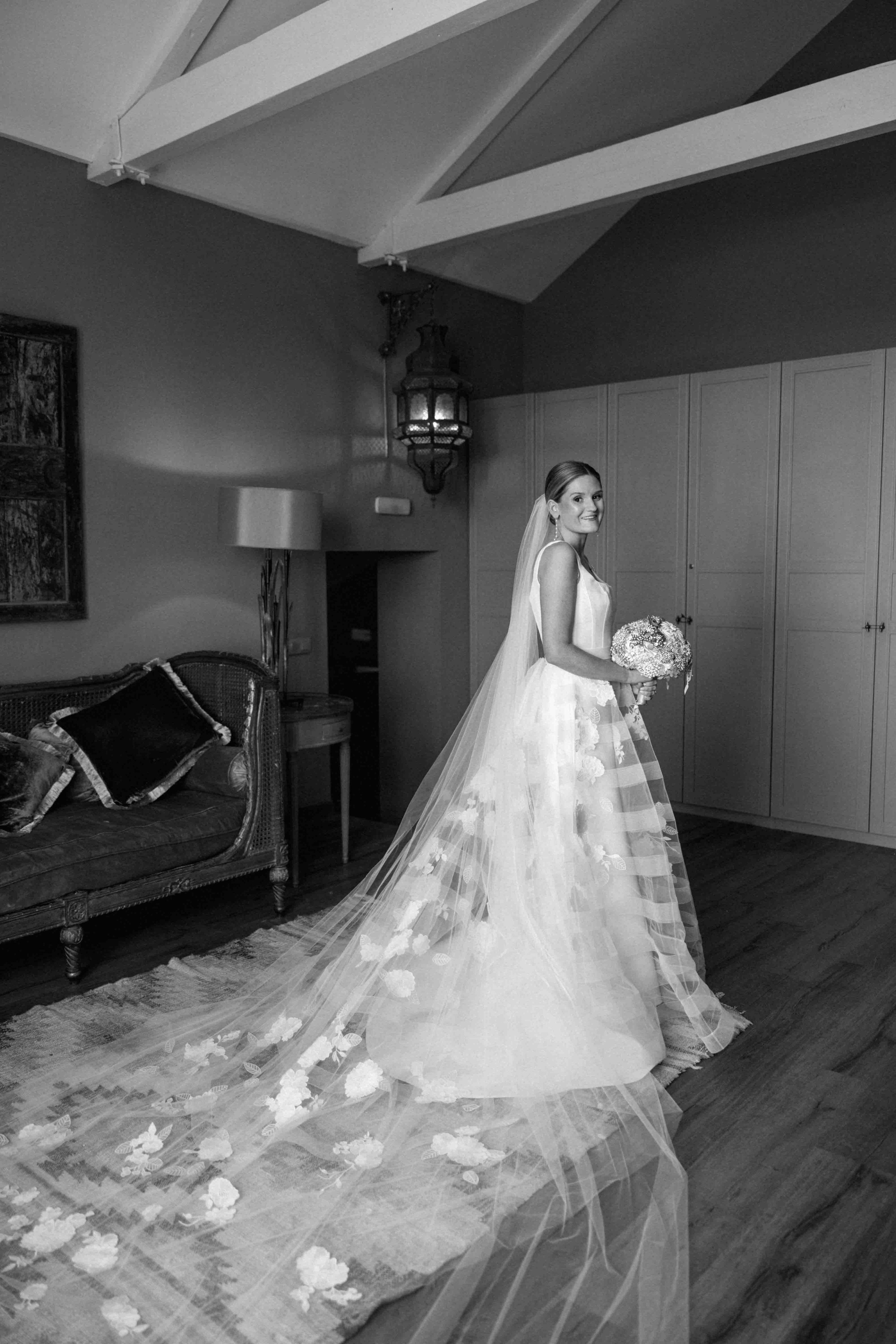 Bride Getting Ready in Gran Villa Rosa Barcelona Wedding Venue