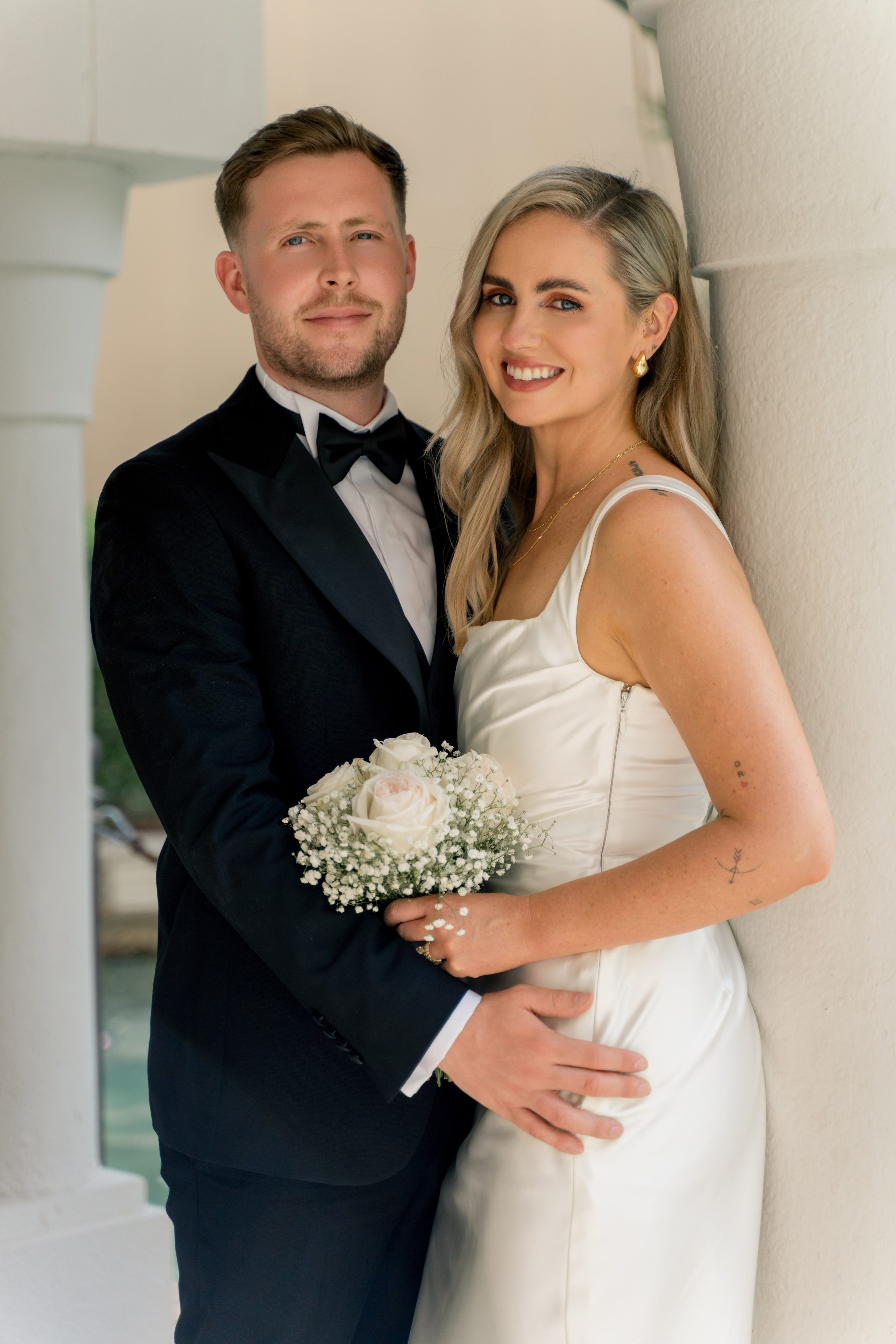 Pre-wedding couple walking at sunset in Abu Dhabi