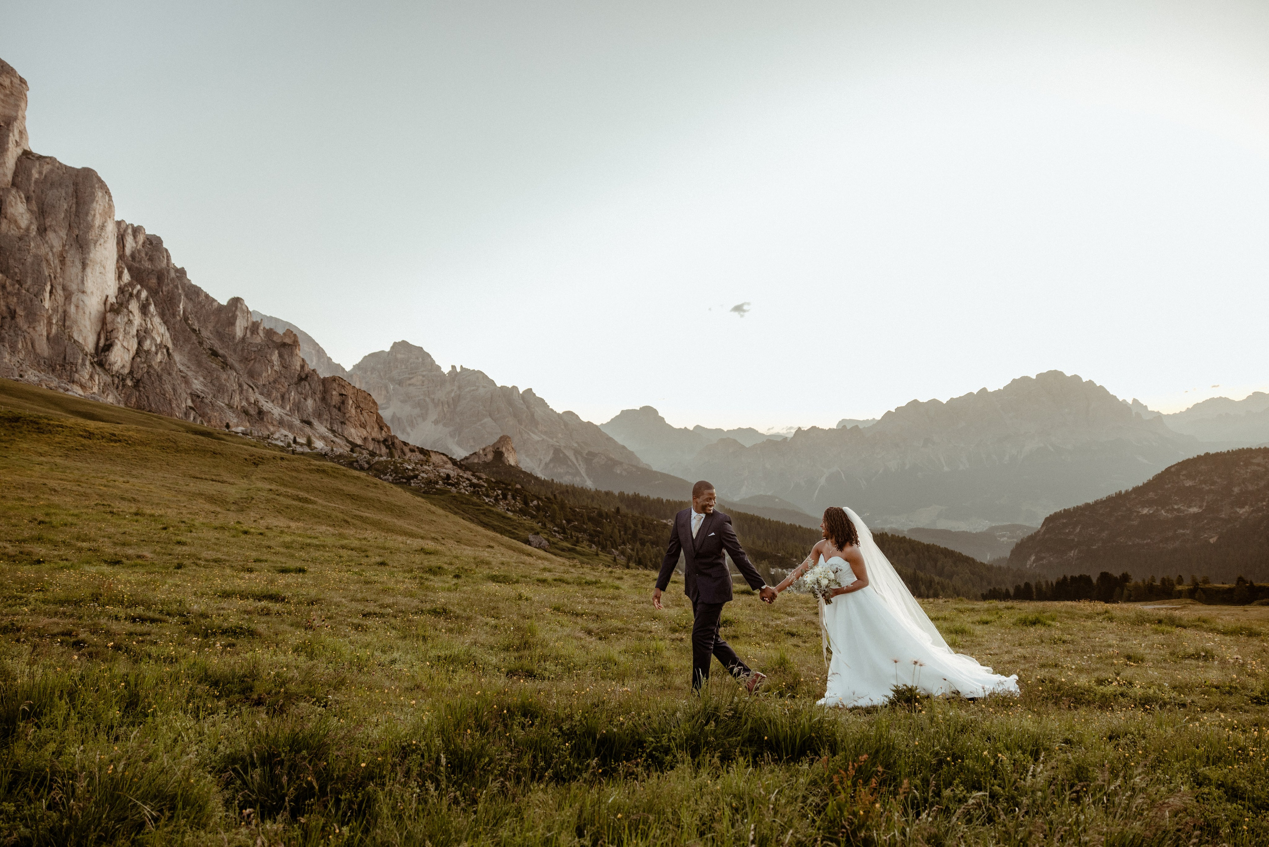 Ashley & Faisal’s sunrise Dolomites elopement. Iceland elopement photographer & videographer