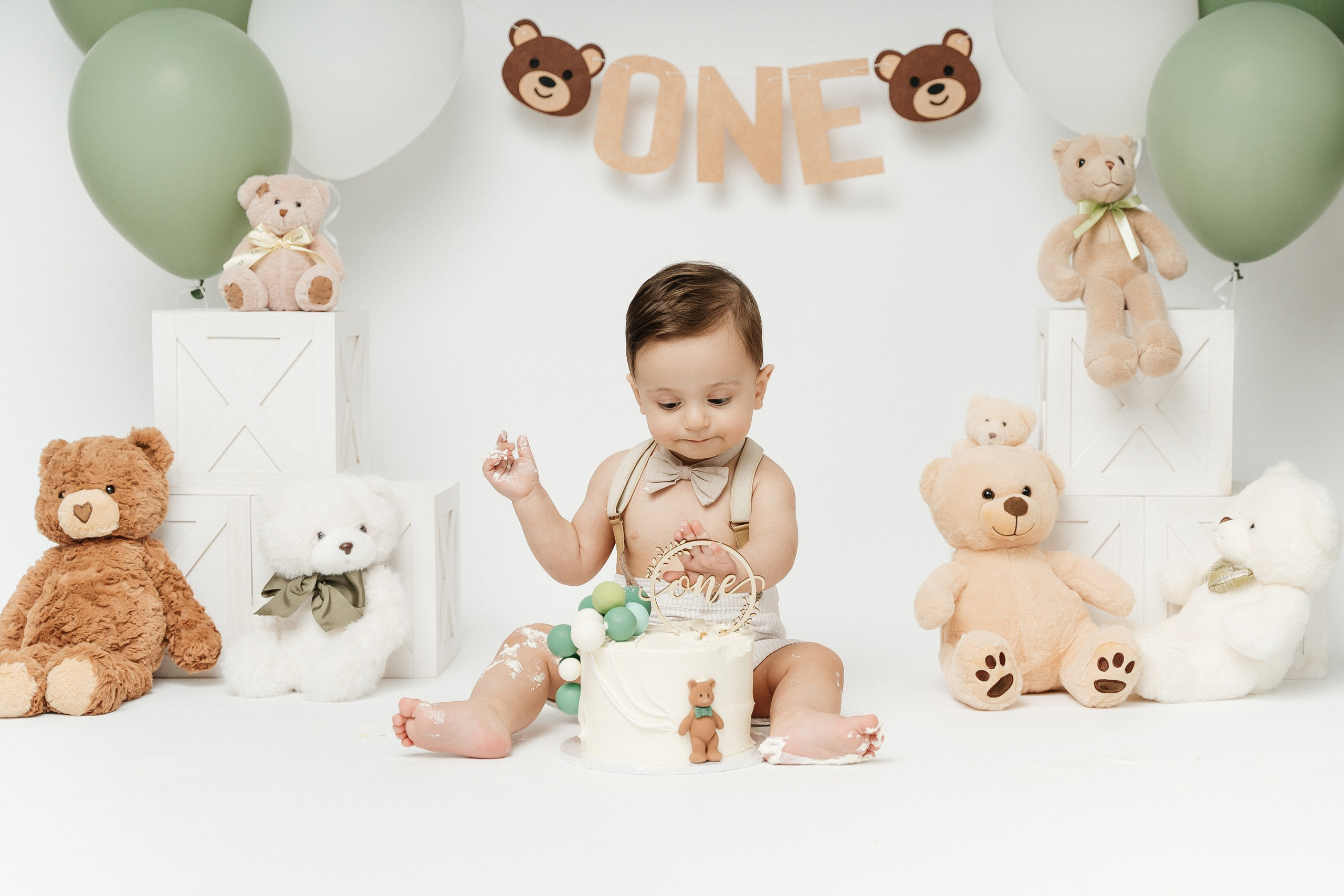 Teddy Bear One Year Cake Smash Photos. Newborn and family photographer. Hills District. Sydney