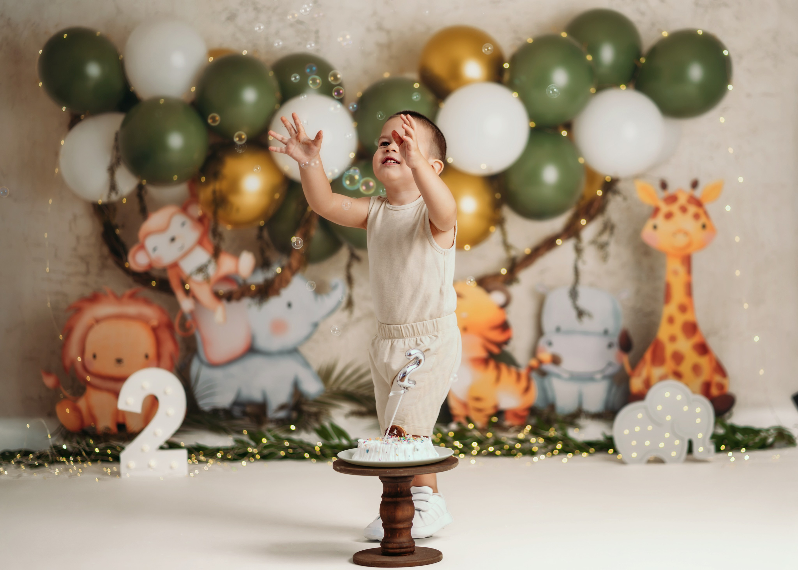 Prvi rođendan fotografisanje – safari scenografija sa tigrom i balonima, Beograd