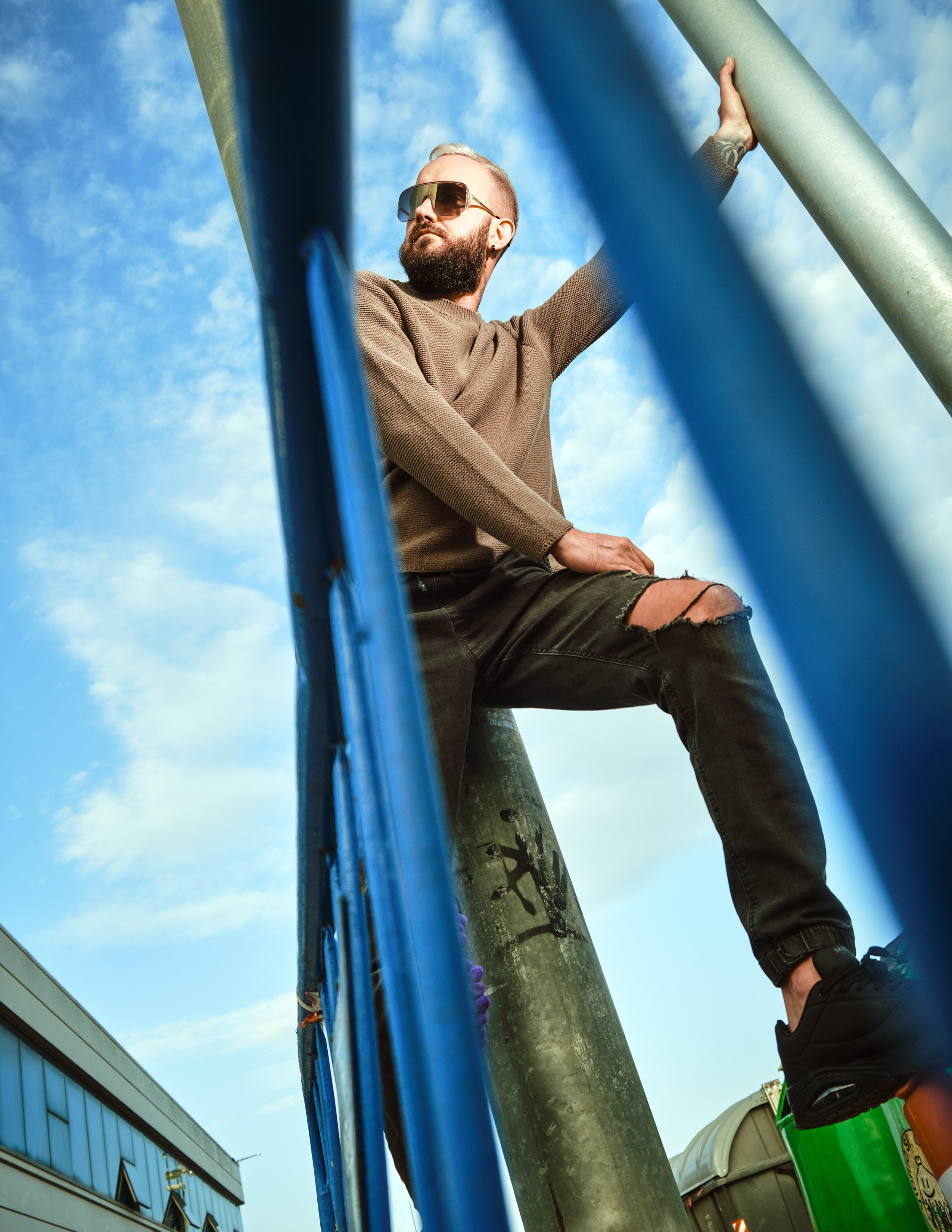 Street photography with flash light in the industrial area of Torrevieja, Alicante