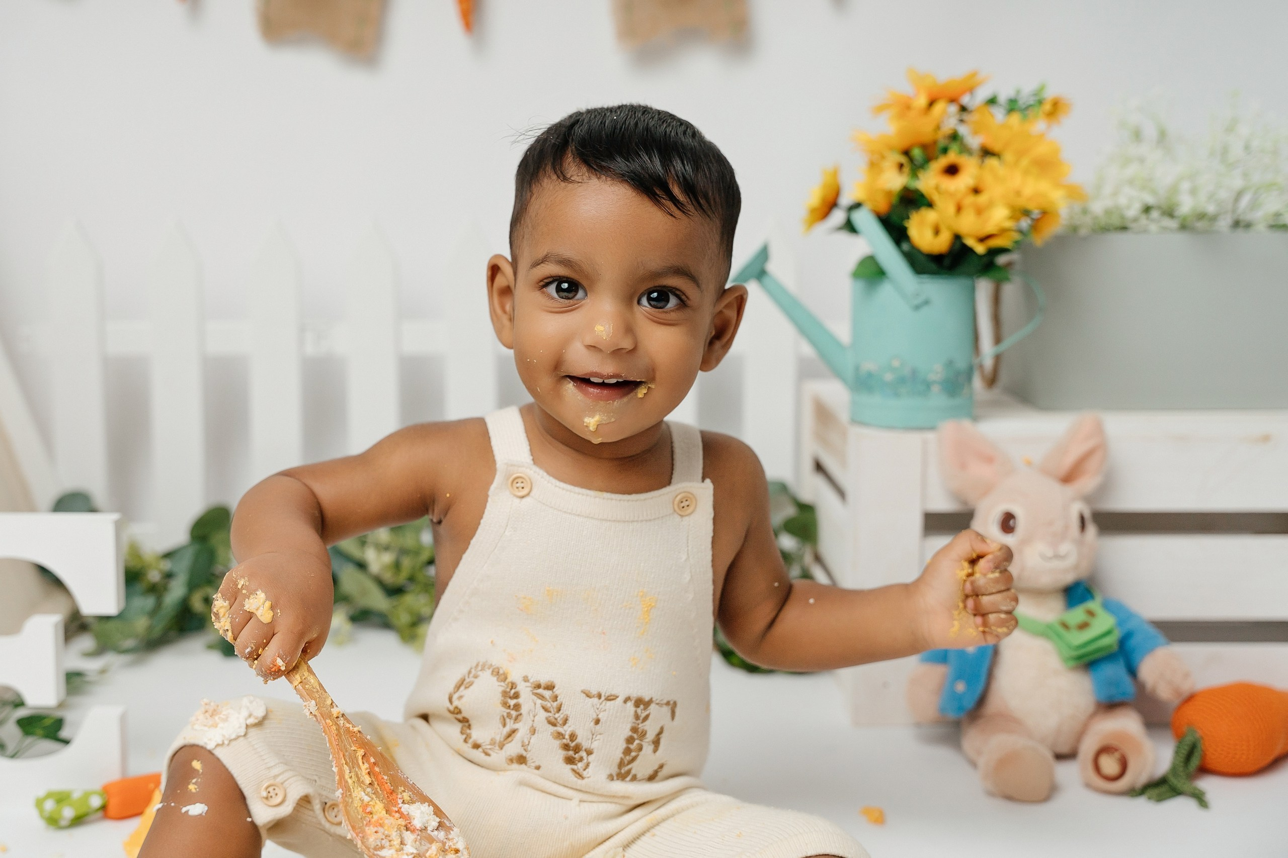 Peter rabbit cake smash session. Newborn and family photographer. Hills District. Sydney