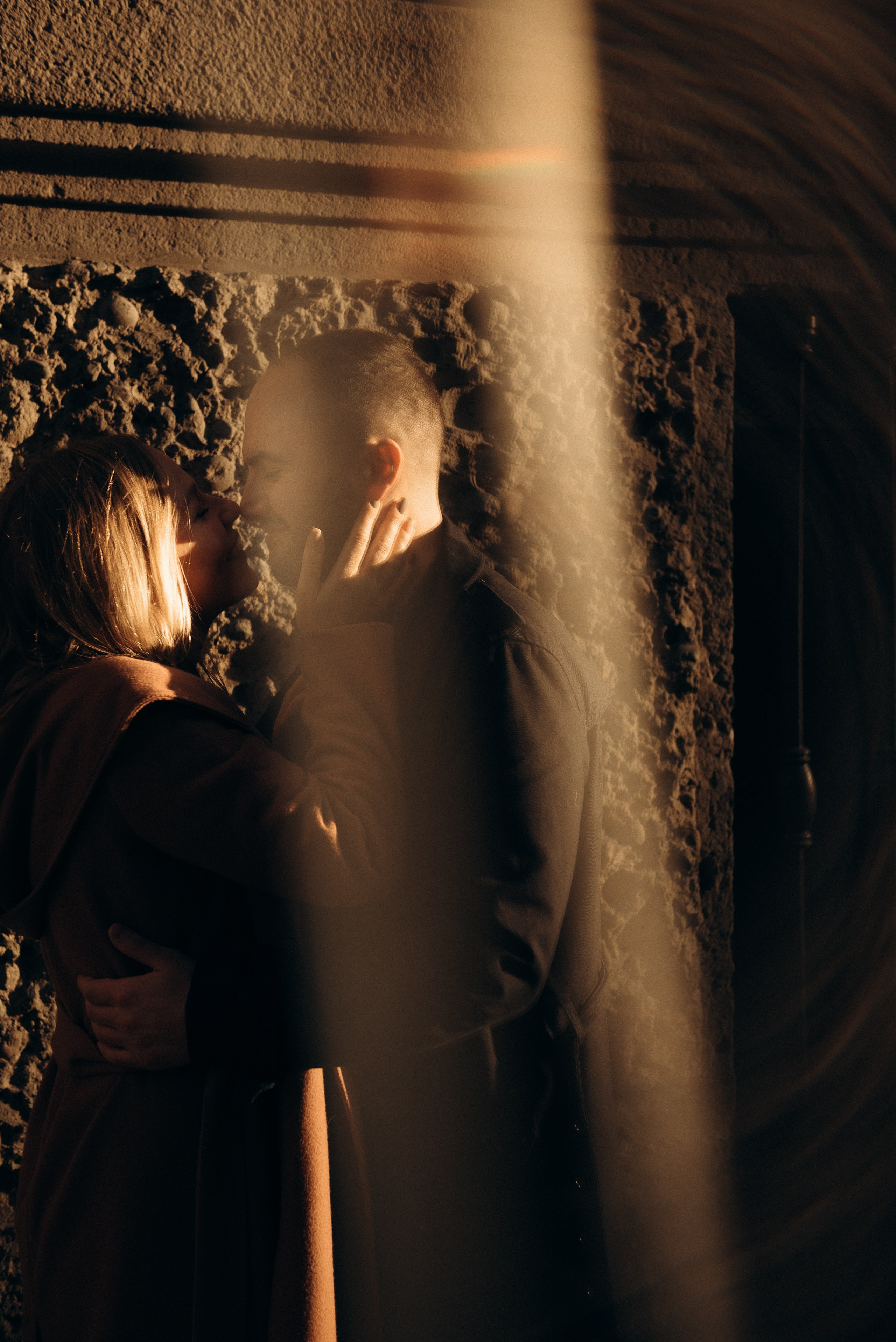 Destination photographer in Milan capturing a romantic couple photoshoot in the city center.