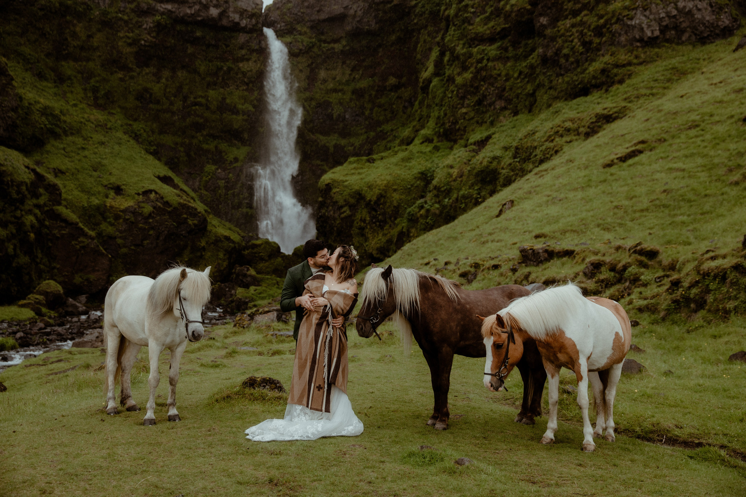 Elopement at Kvernufoss Waterfall. Iceland elopement photographer & videographer