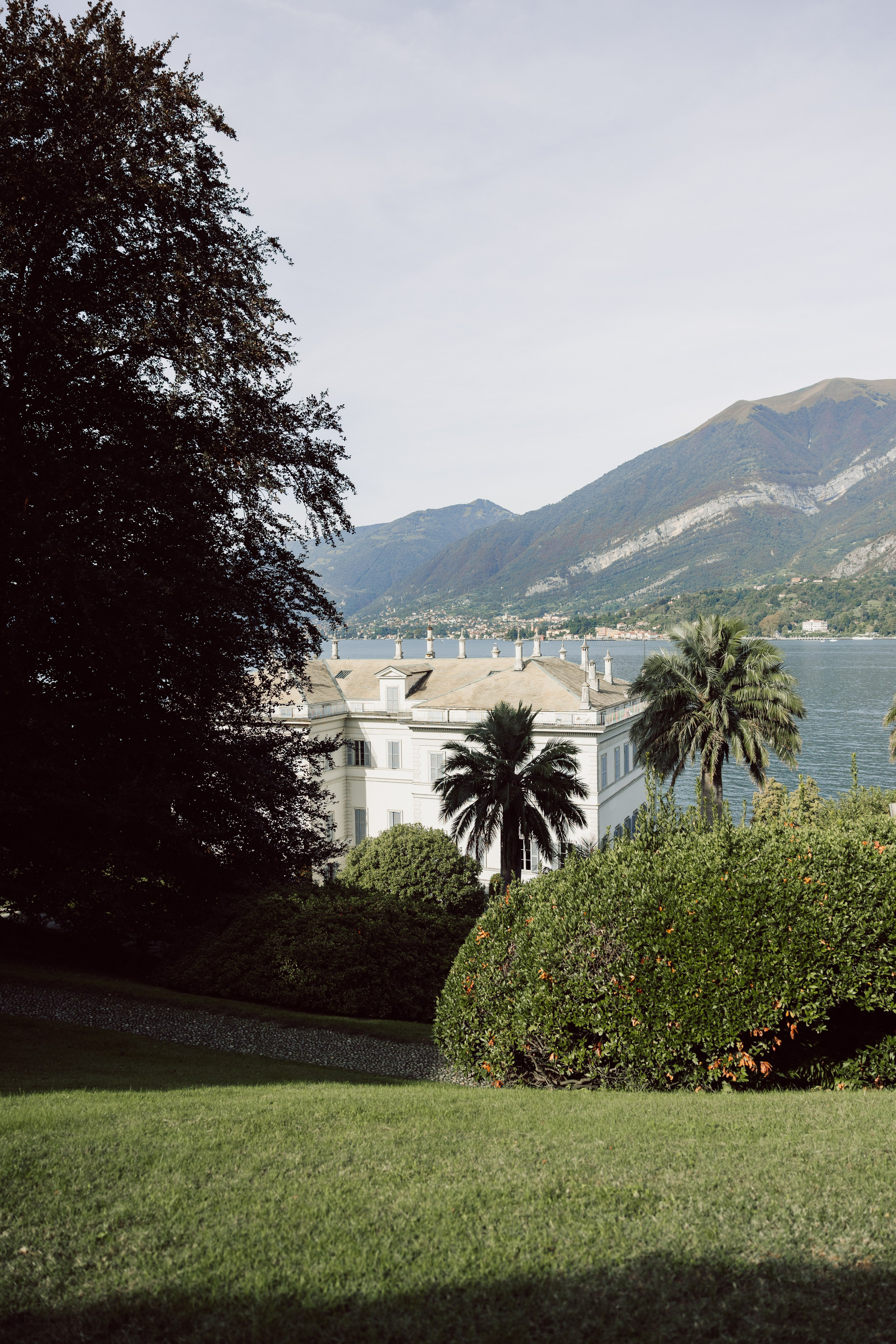 Elegant lakeside villa and landscaped gardens overlooking Lake Como