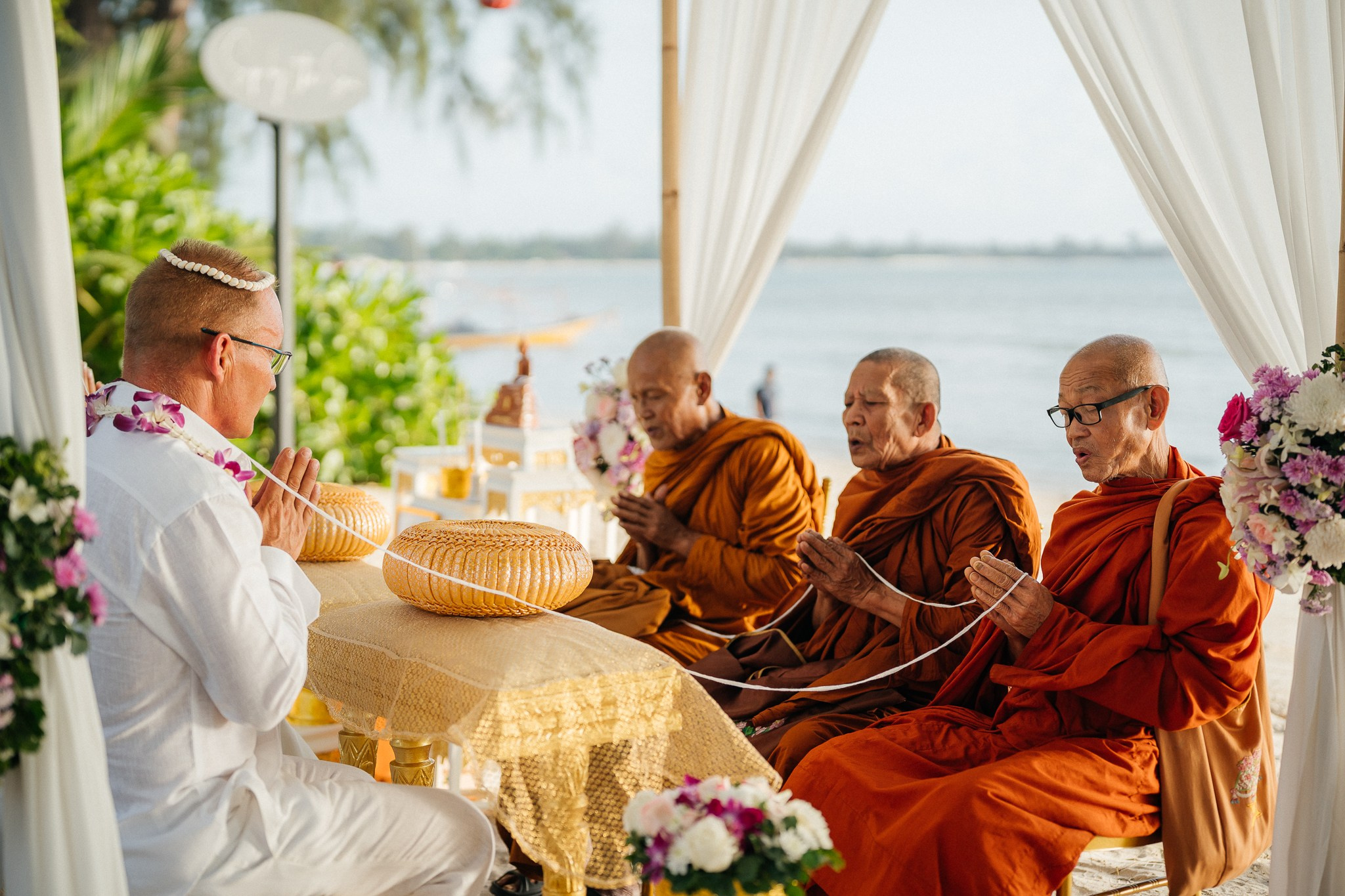 Buddhist blessing wedding Ceremony on Koh Samui, Thailand