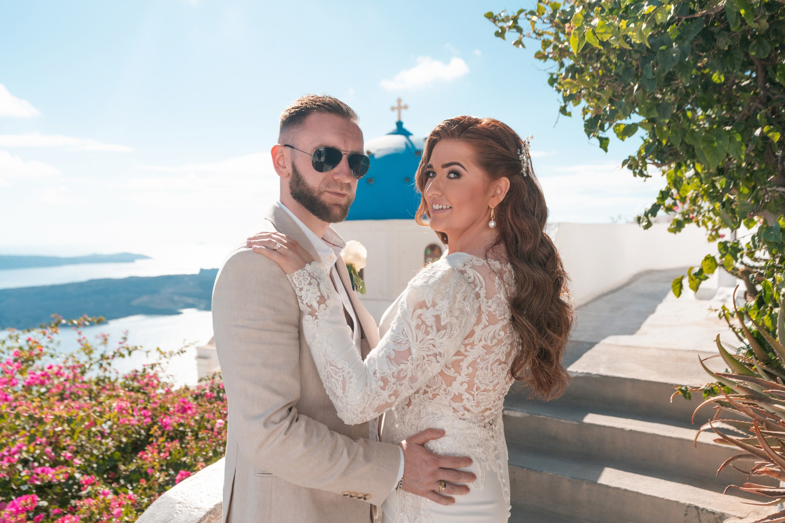 Santorini Destination Wedding Photographer | Elegant Ceremony Photos. Photographer in Santorini SokoLOVE | Flying Dress Santorini