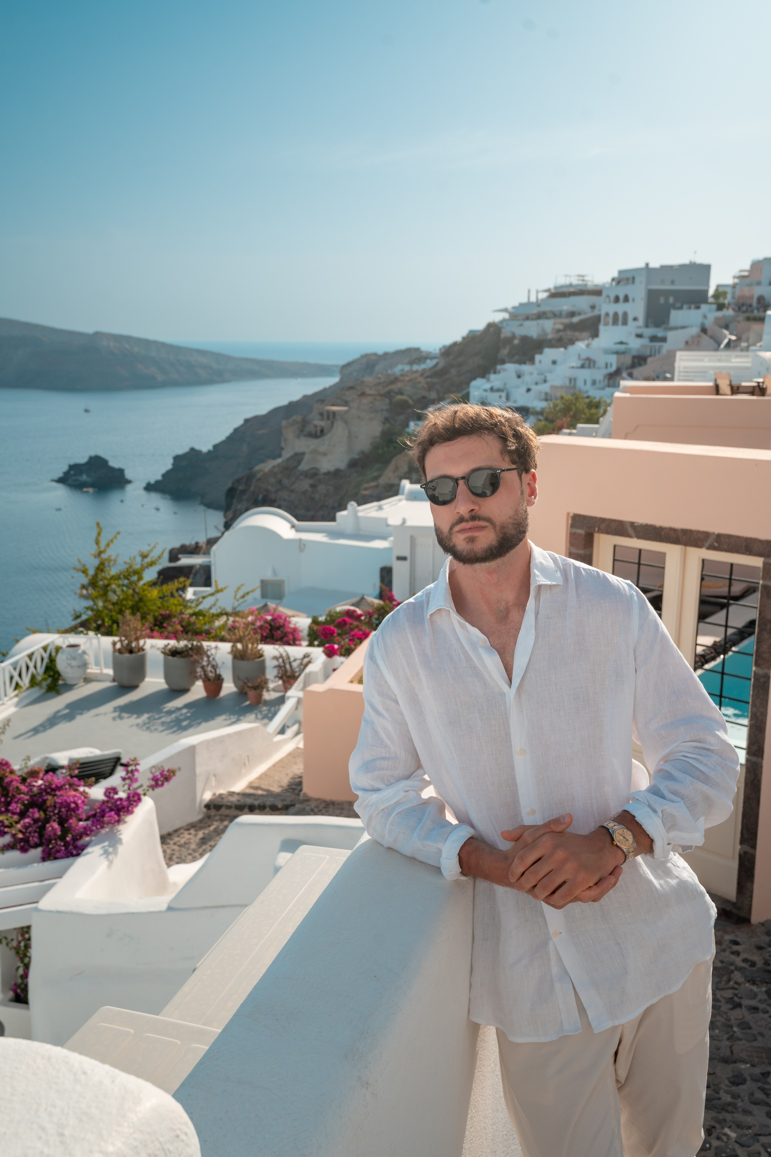 Private Photoshoot in Oia, Santorini | Blue Domes & Caldera Santorini. Flying Dress Santorini Photographer | SokoLOVE — Book 2026