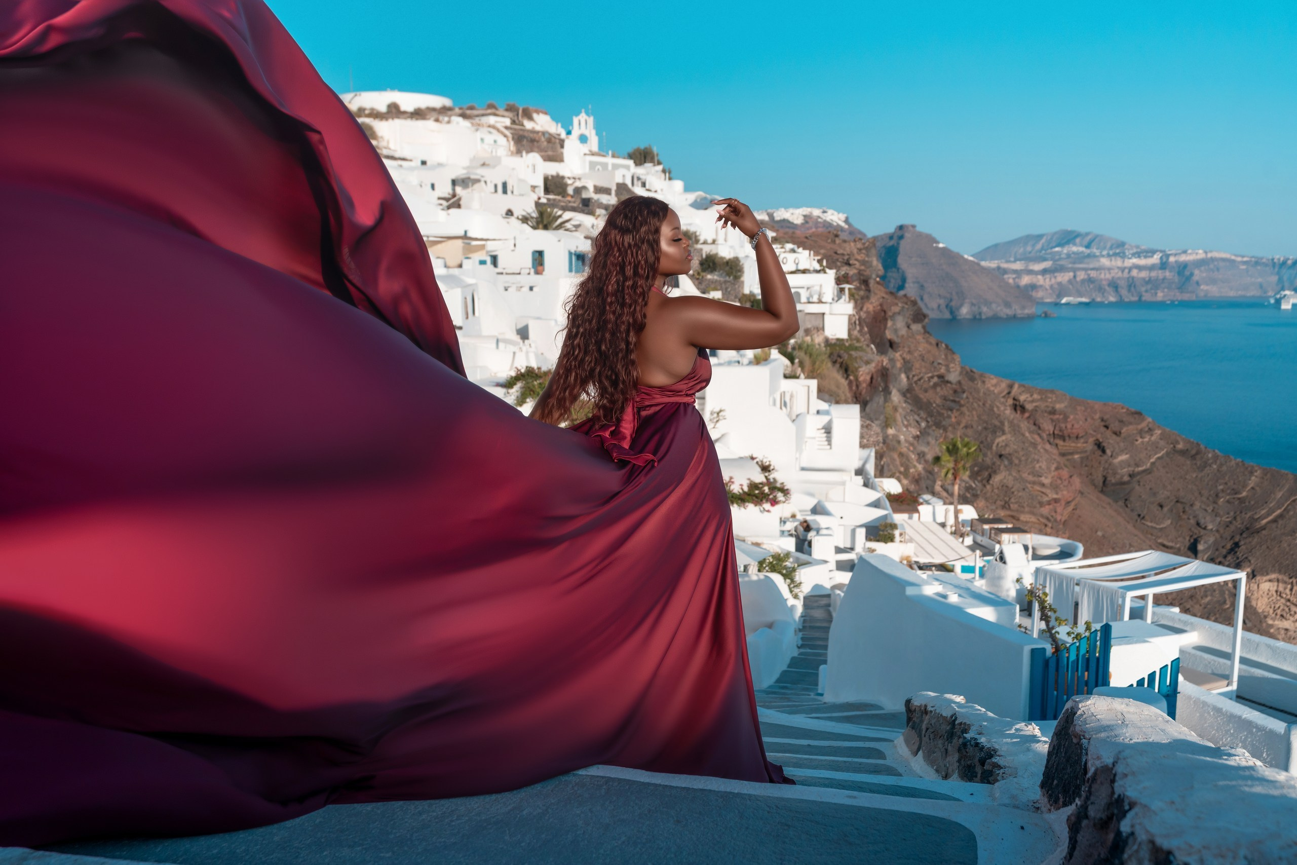 Photoshoot locations in Santorini, photo by SokoLOVE. Photographer in Santorini SokoLOVE Alex| Flying Dress Santorini