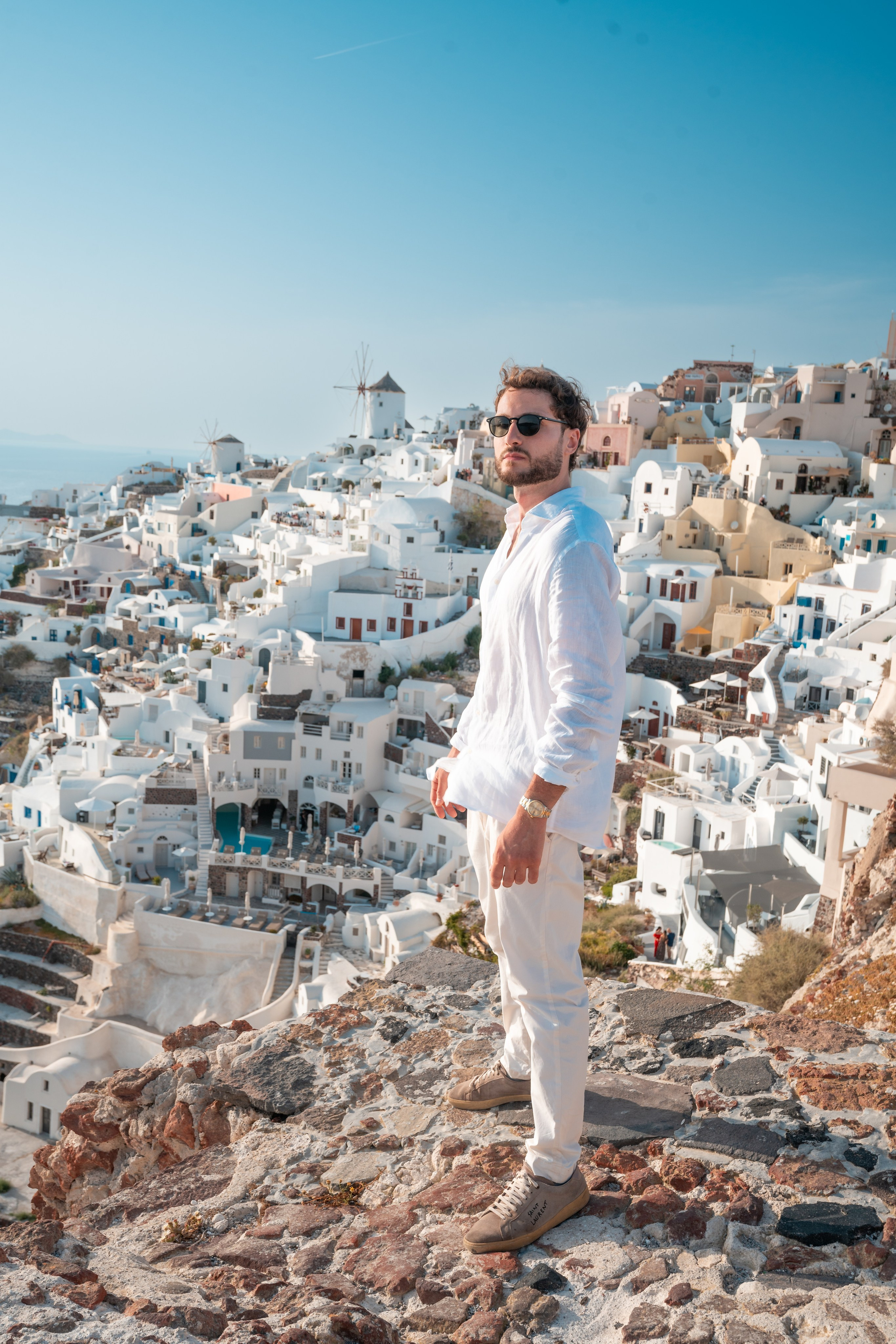 Private Photoshoot in Oia, Santorini | Blue Domes & Caldera Santorini. Flying Dress Santorini Photographer | SokoLOVE — Book 2026