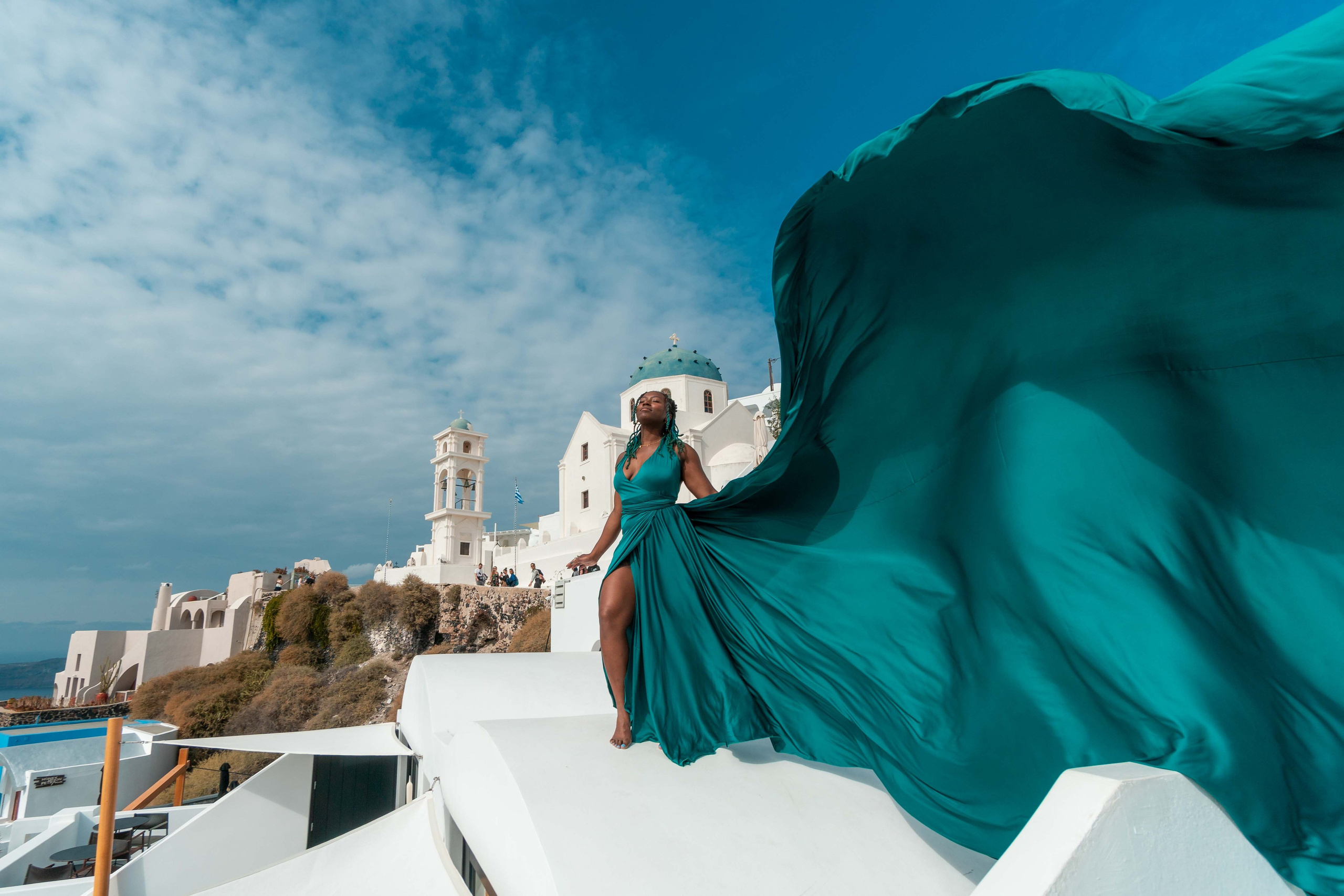 Photoshoot locations in Santorini, photo by SokoLOVE. Photographer in Santorini SokoLOVE Alex| Flying Dress Santorini