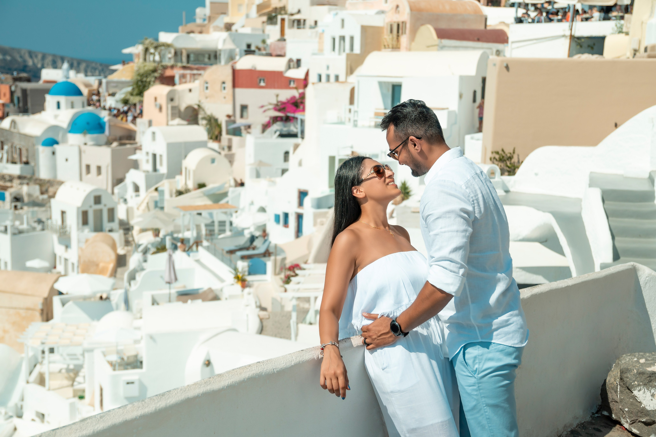 Private Photoshoot in Oia, Santorini | Blue Domes & Caldera Santorini. Flying Dress Santorini Photographer | SokoLOVE — Book 2026