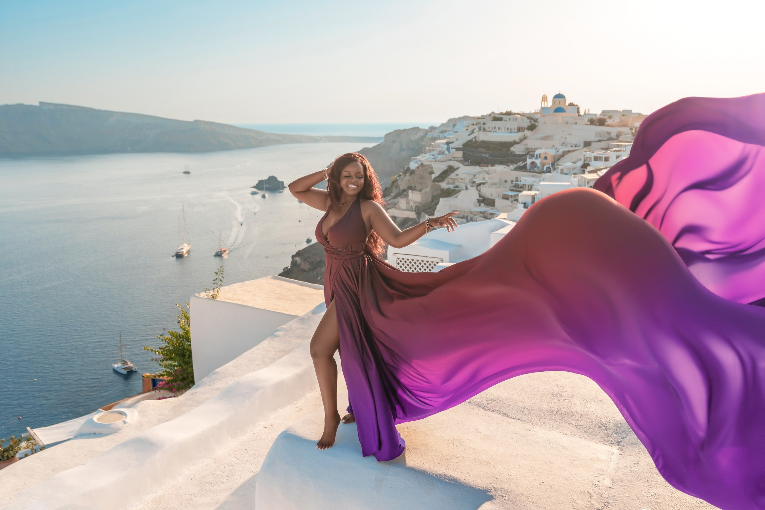Photoshoot locations in Santorini, photo by SokoLOVE. Photographer in Santorini SokoLOVE Alex| Flying Dress Santorini