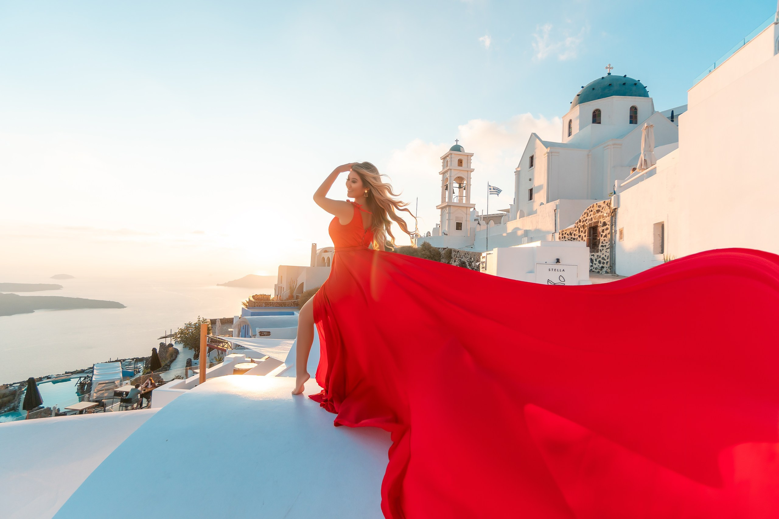 Photoshoot locations in Santorini, photo by SokoLOVE. Photographer in Santorini SokoLOVE Alex| Flying Dress Santorini