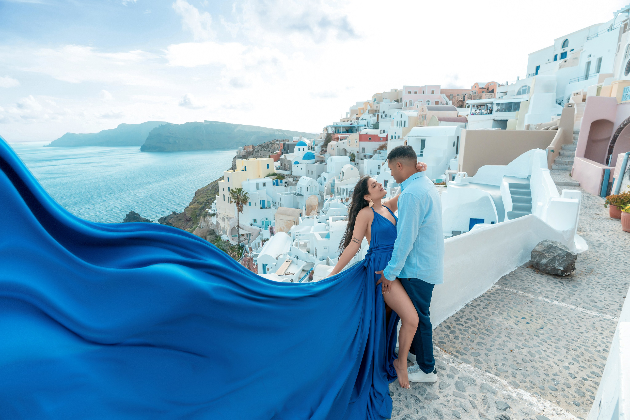 Royal Blue Flying Dress backless santorini | Sizes XS-L — Elegant & Flowing. Photographer in Santorini SokoLOVE Alex| Flying Dress Santorini