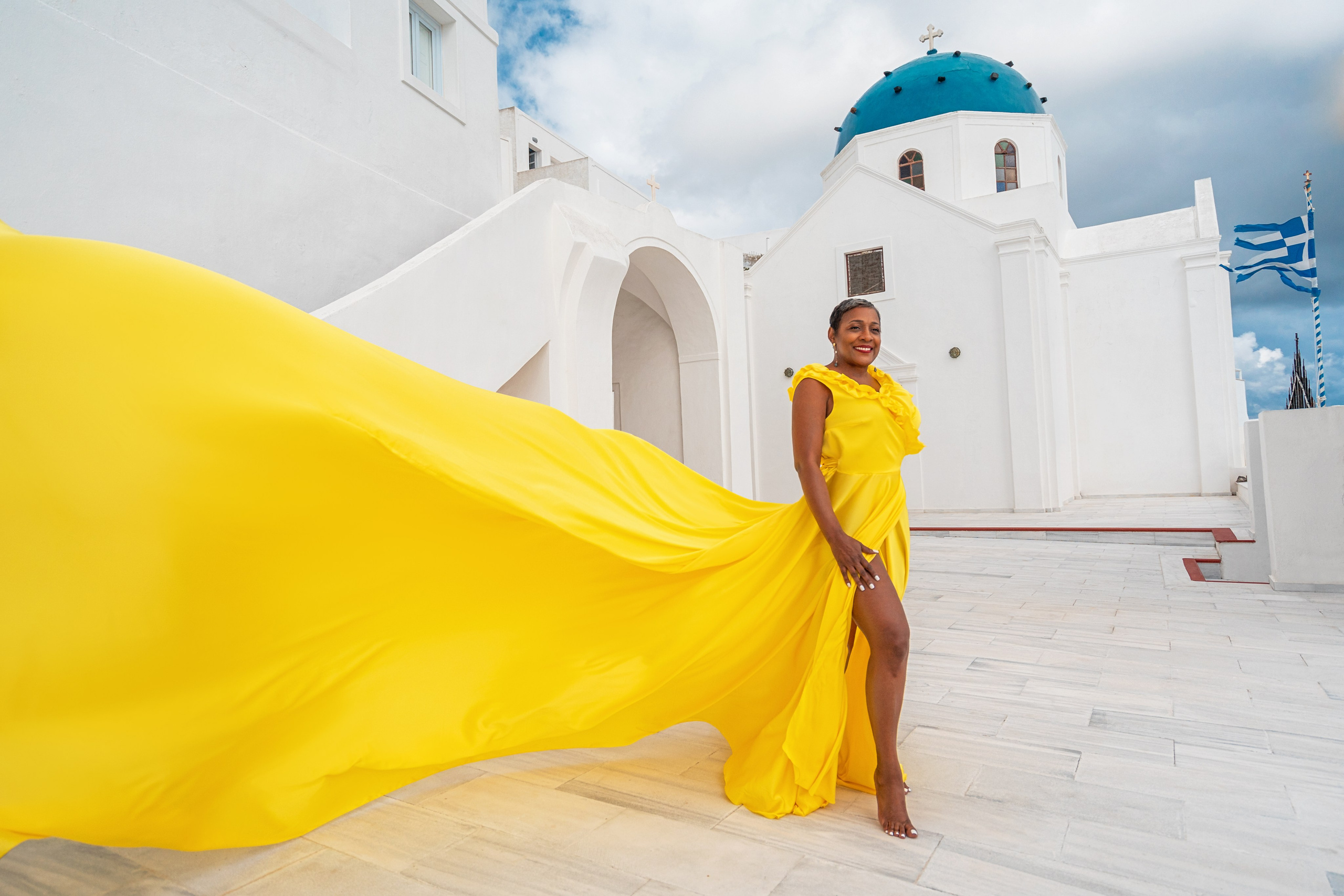 Photoshoot locations in Santorini, photo by SokoLOVE. Photographer in Santorini SokoLOVE Alex| Flying Dress Santorini