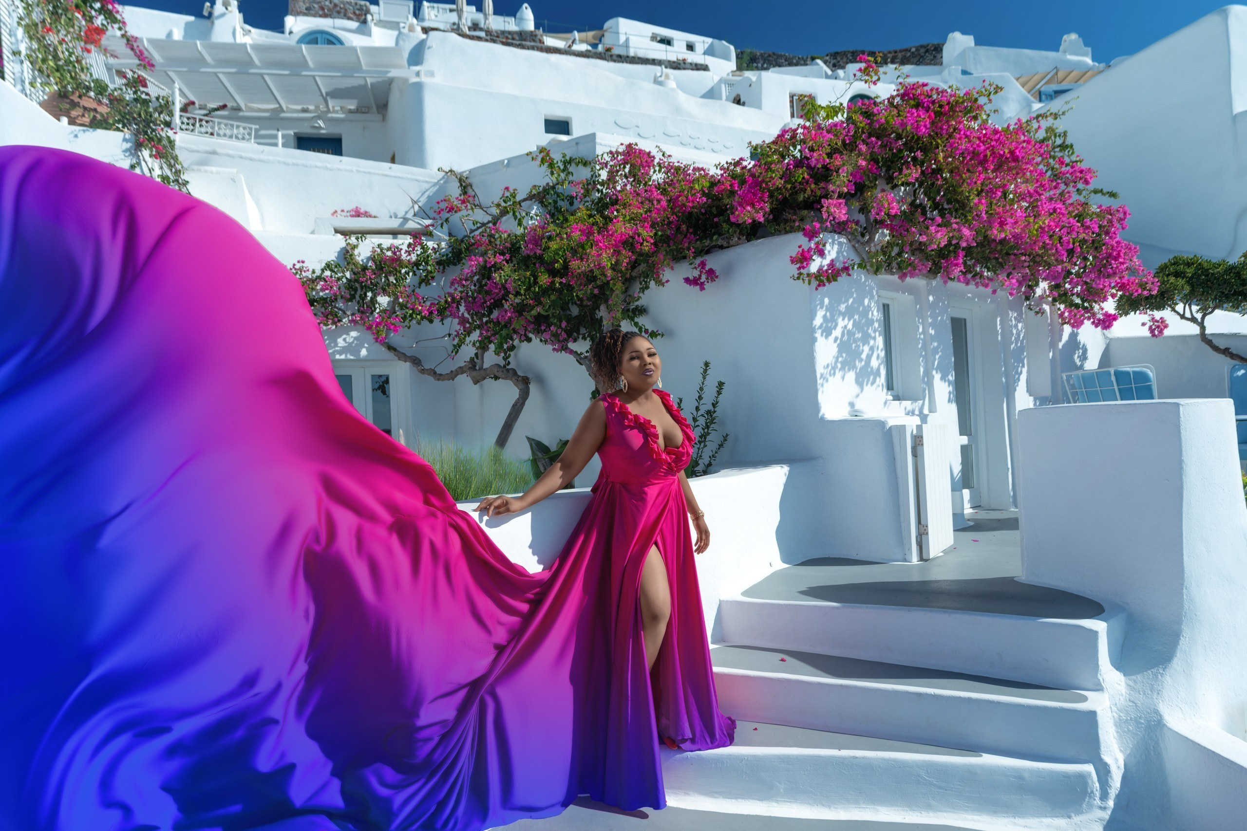 Photoshoot locations in Santorini, photo by SokoLOVE. Photographer in Santorini SokoLOVE Alex| Flying Dress Santorini