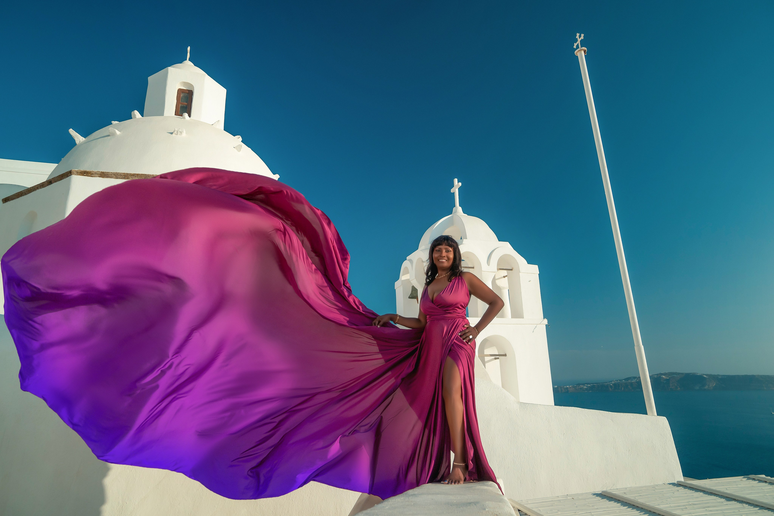 Photoshoot locations in Santorini, photo by SokoLOVE. Photographer in Santorini SokoLOVE Alex| Flying Dress Santorini