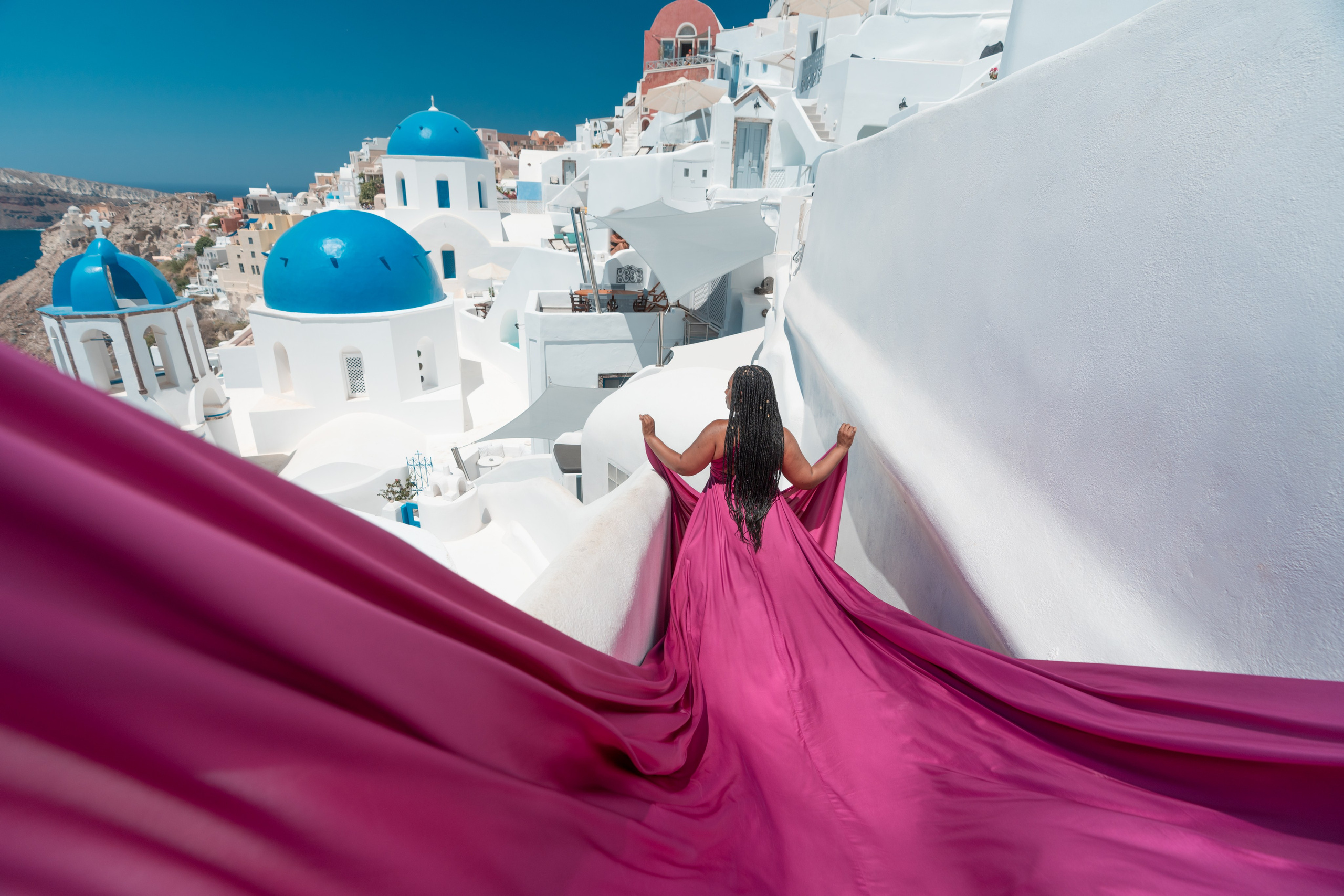 KIDS-3. Purple Flying Dress kids 6-12 yers |rent price 50 euro. Photographe vidéaste à Santorin|Séances photos de Robe volante Santorin|