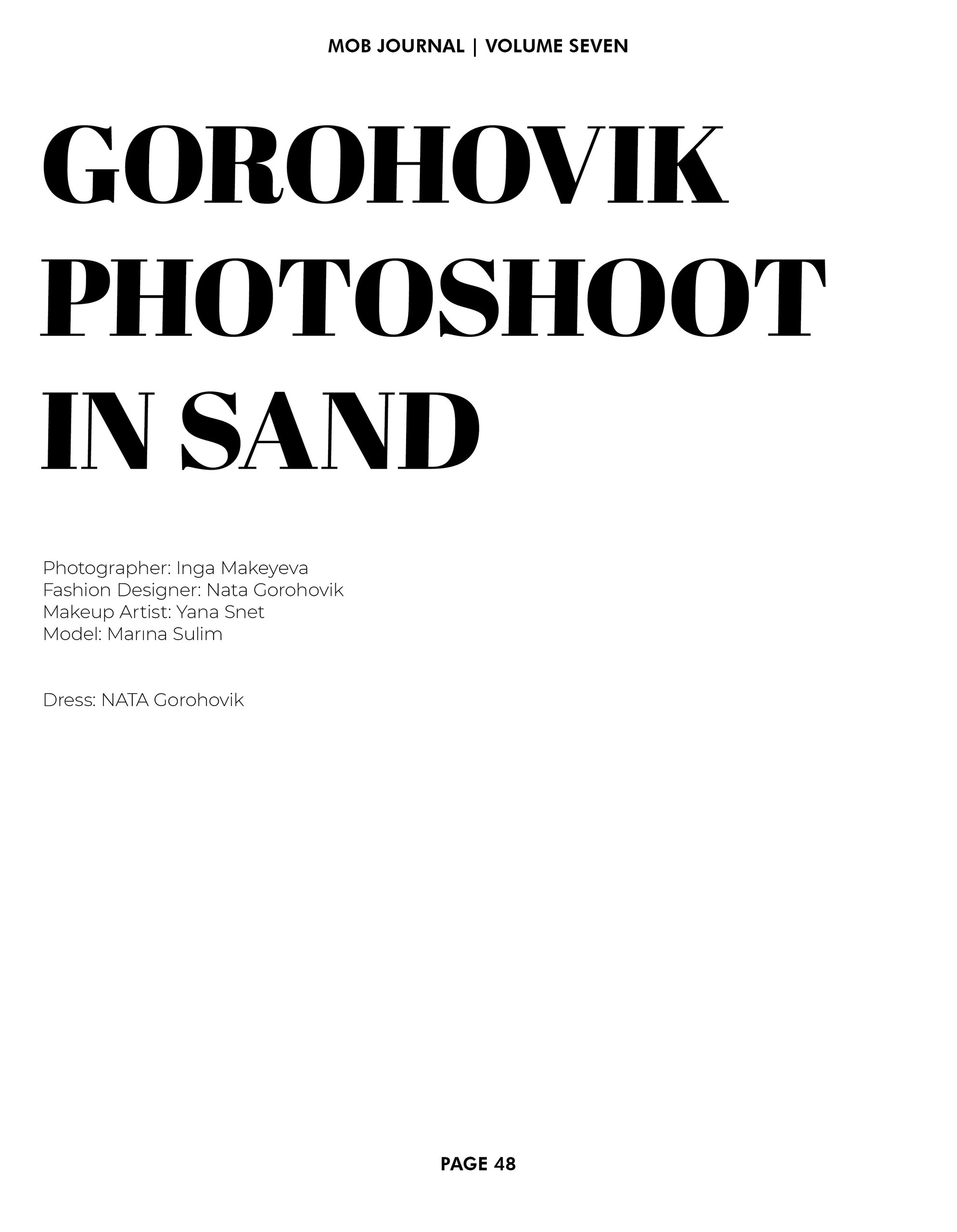 Publications. Fashion and portrait photographer Inga Makeyeva