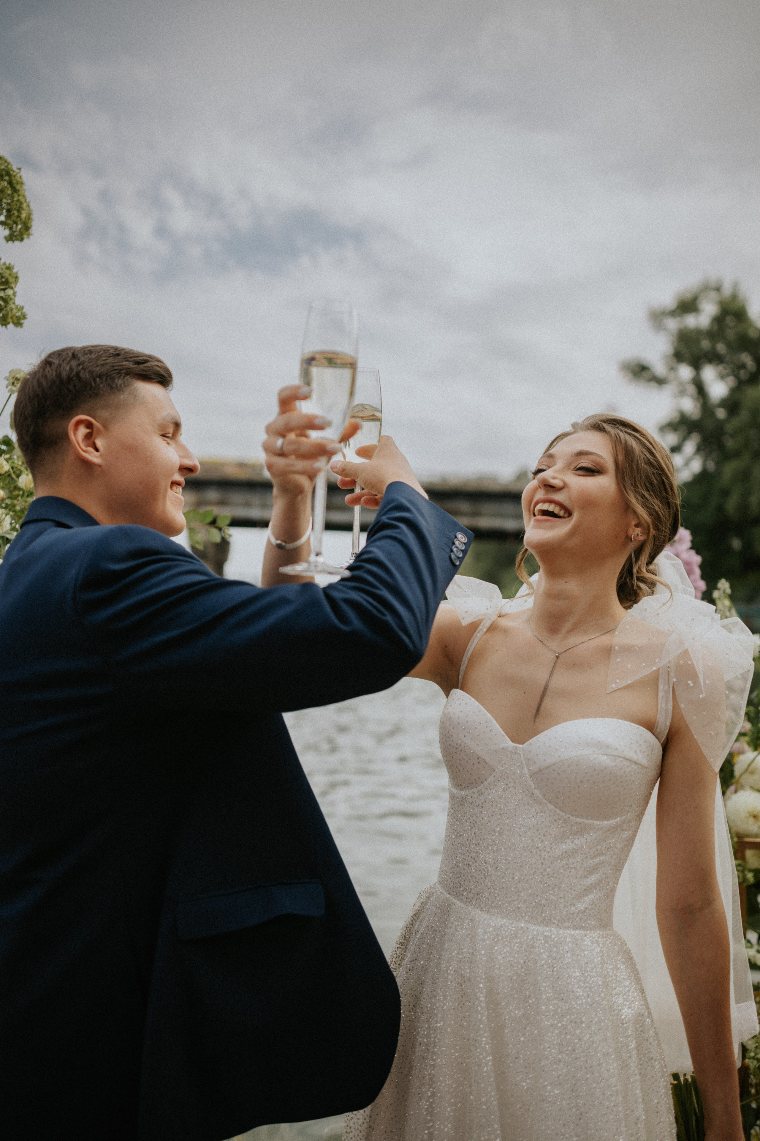 "Emotional wedding ceremony with friends"