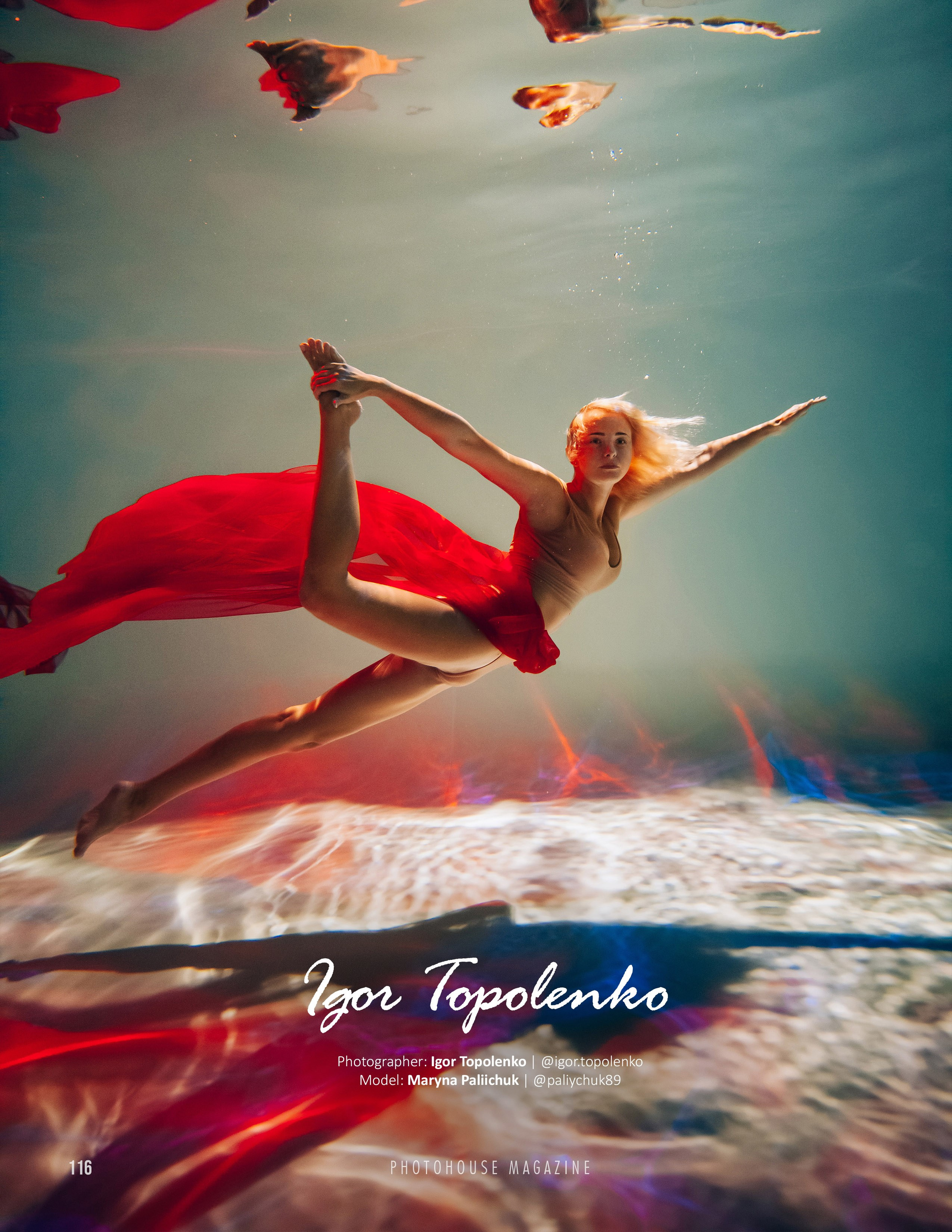 Підводна фотосесія для Марини на обкладинці Photohouse Magazine. Фотограф Ігор Тополенко Арт- фото та весільна фотографія Україна Київ