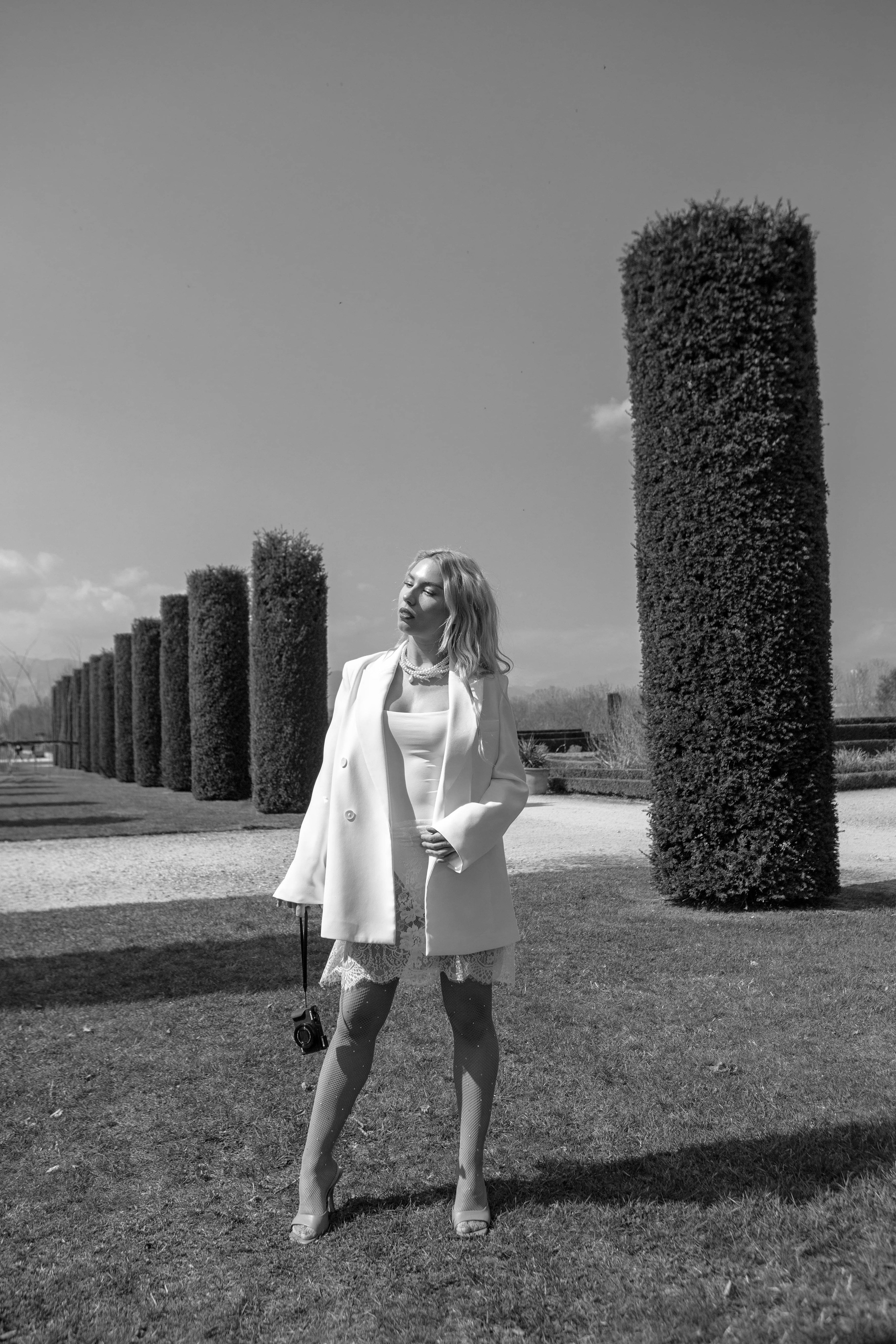 Luxury fashion bridal portrait set in an elegant Italian venue