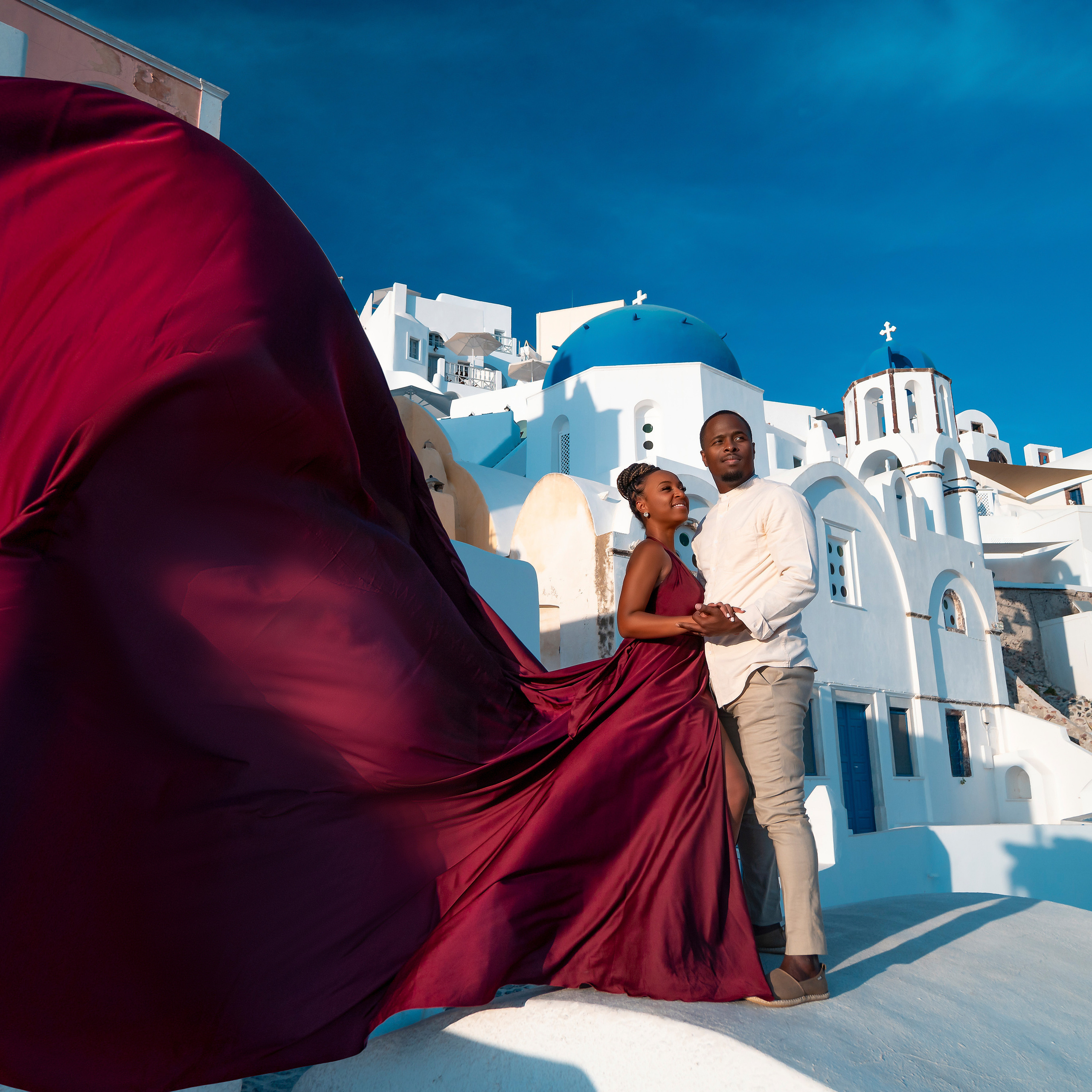When the season opens on Santorini?. Photographer in Santorini SokoLOVE Alex| Flying Dress Santorini
