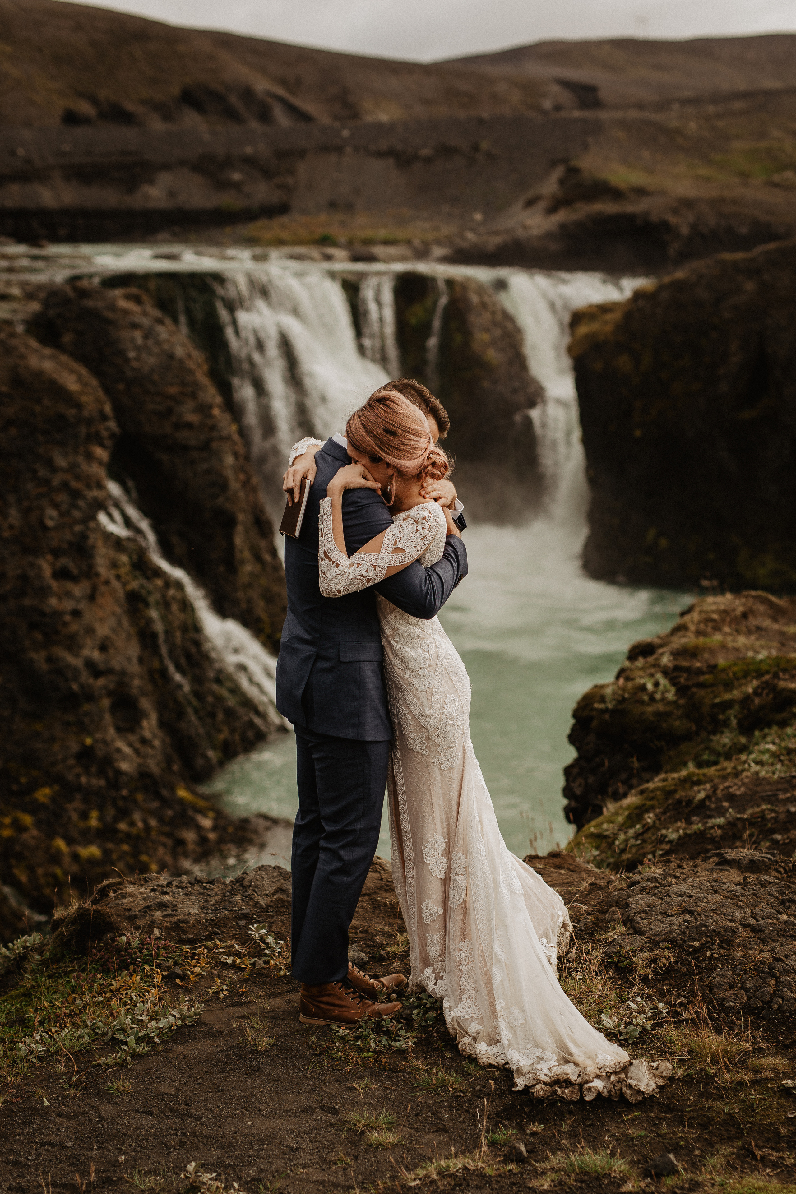 Elopement at Haifoss waterfall