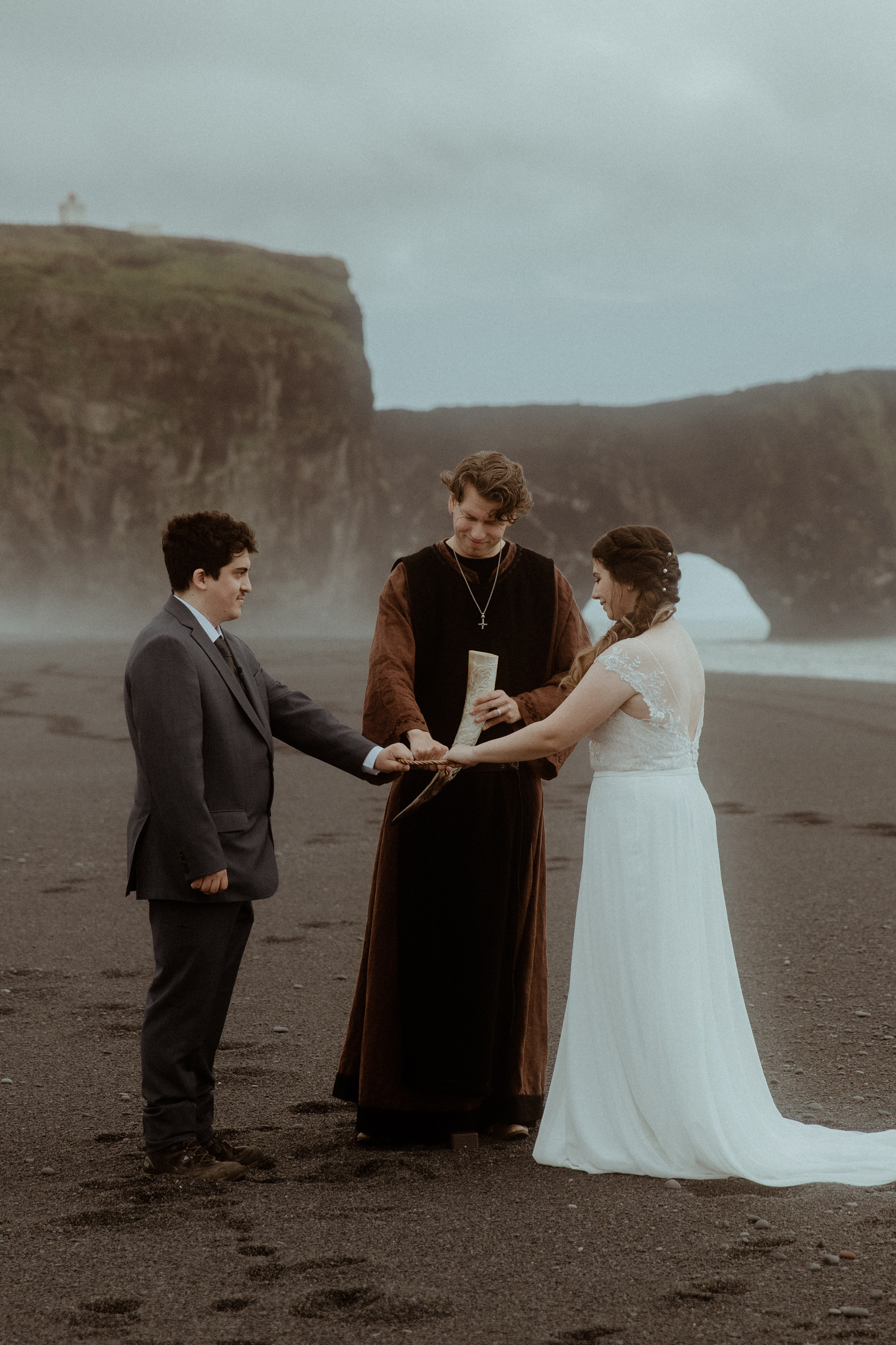 Elopement at private black sand beach in Iceland