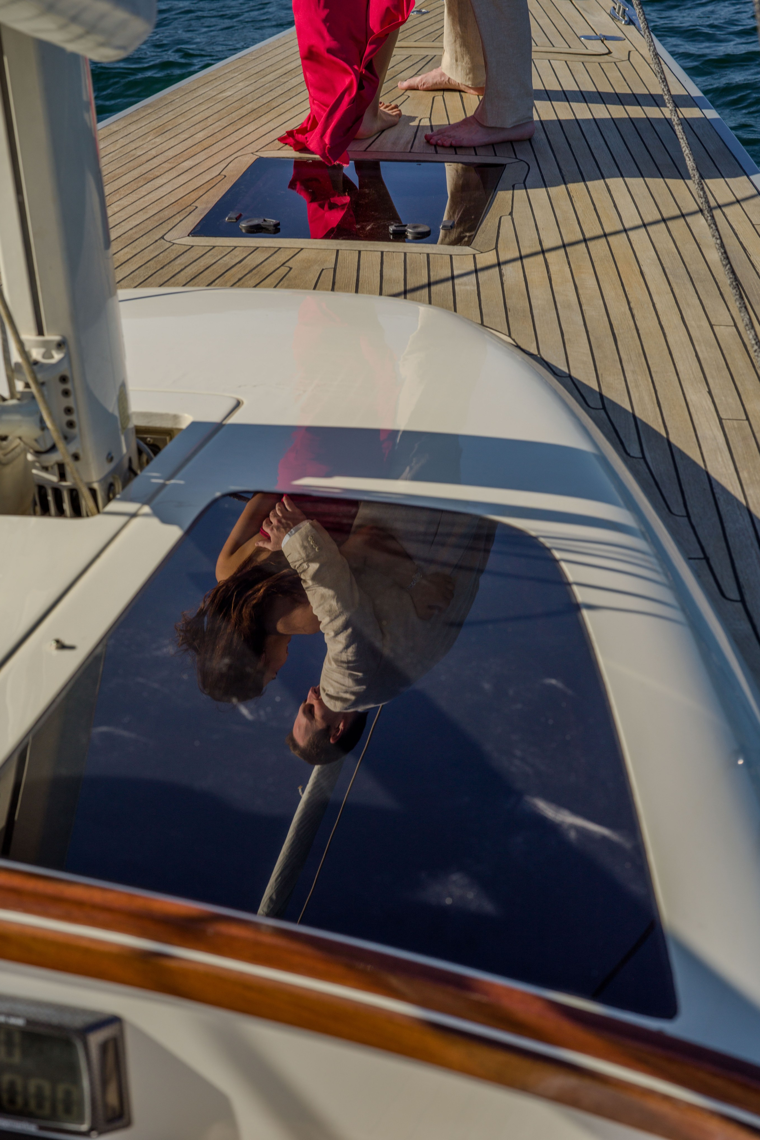 Lake Como proposal shoot — intimate moment captured under Italian sunshine.