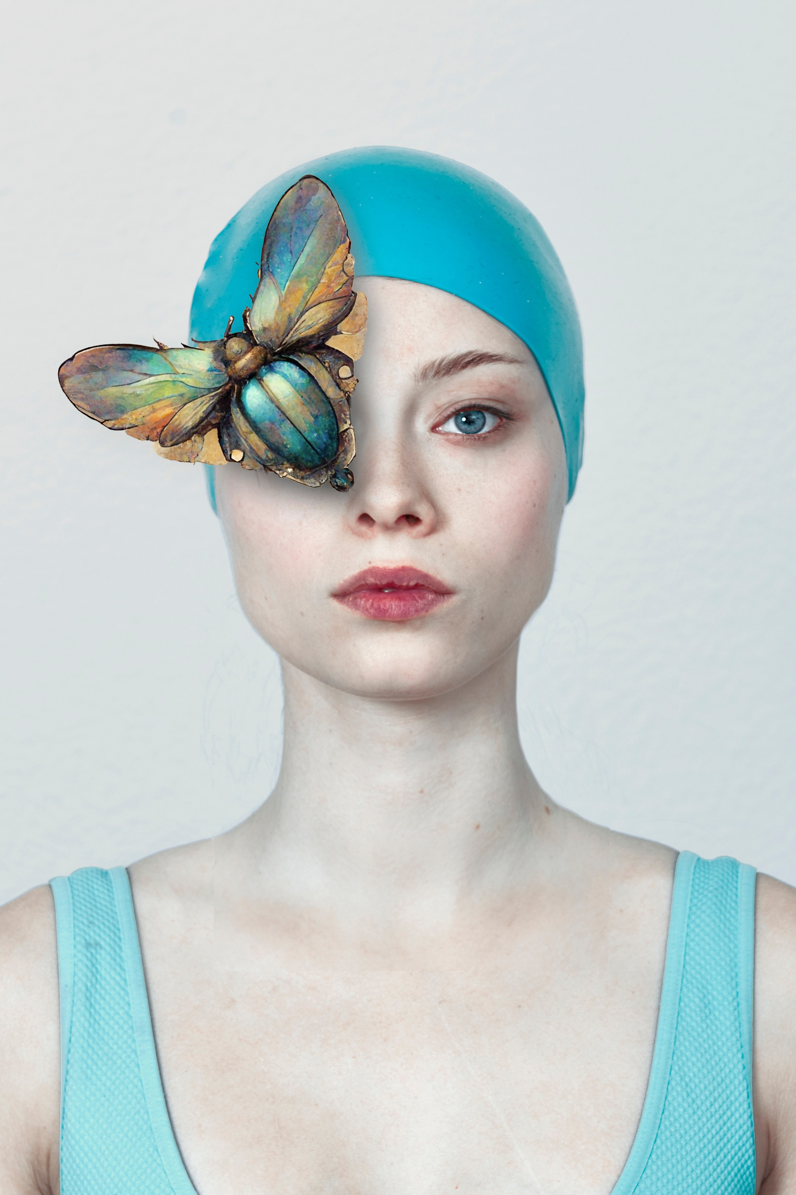 Woman with butterfly over eye, symbolizing obscured vision and adaptation challenges