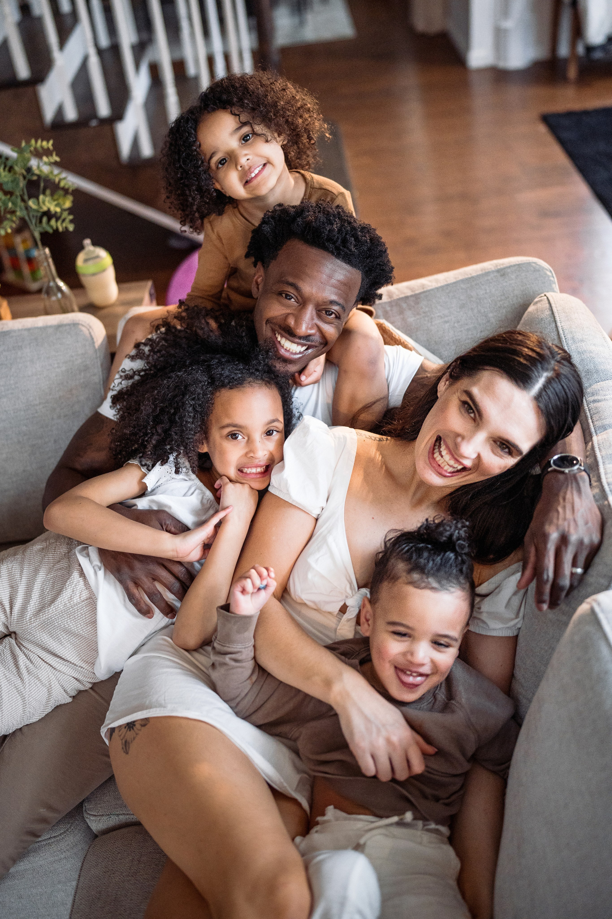 Stephanie, Lamar and kids. At home