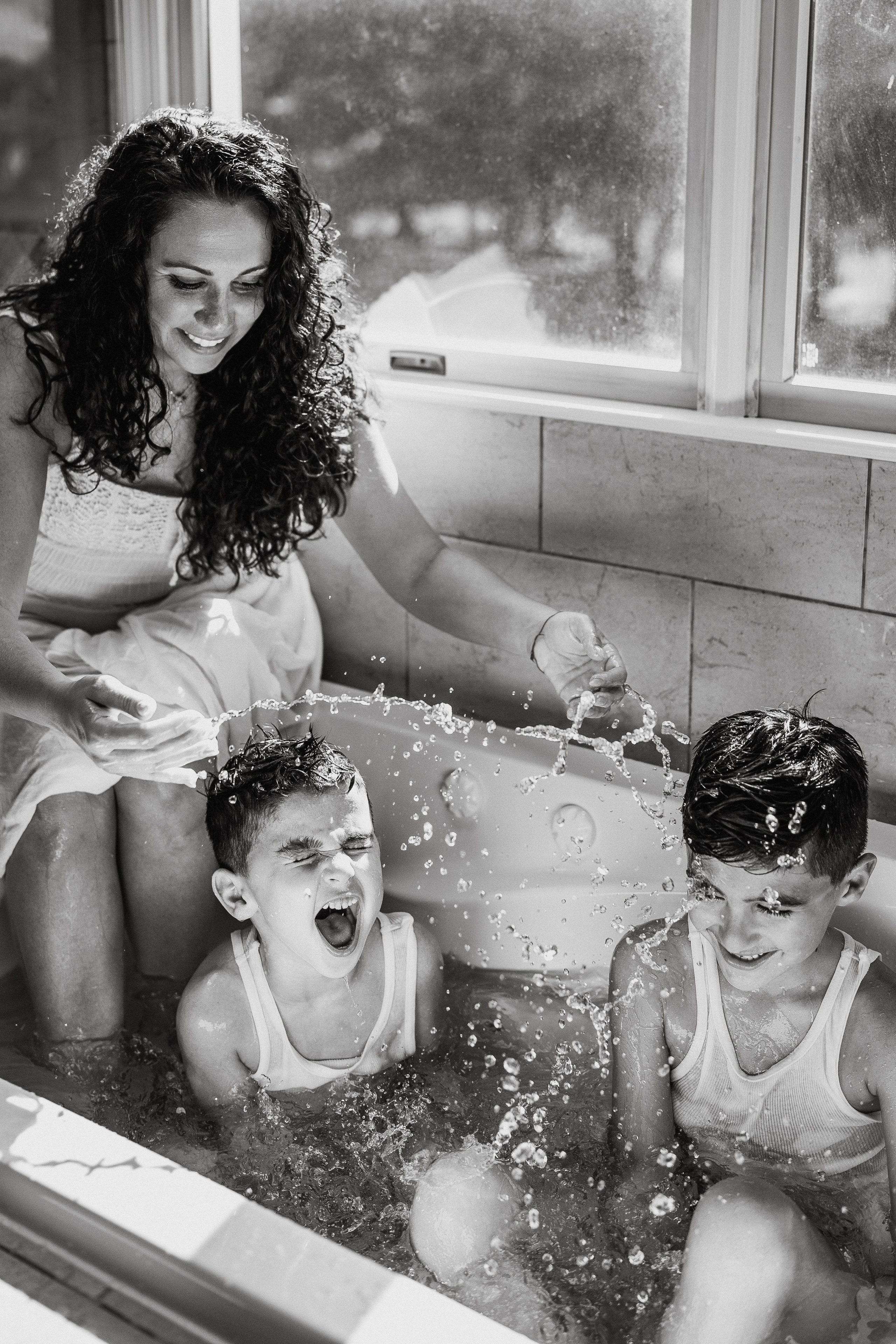 Samantha and kids. At home