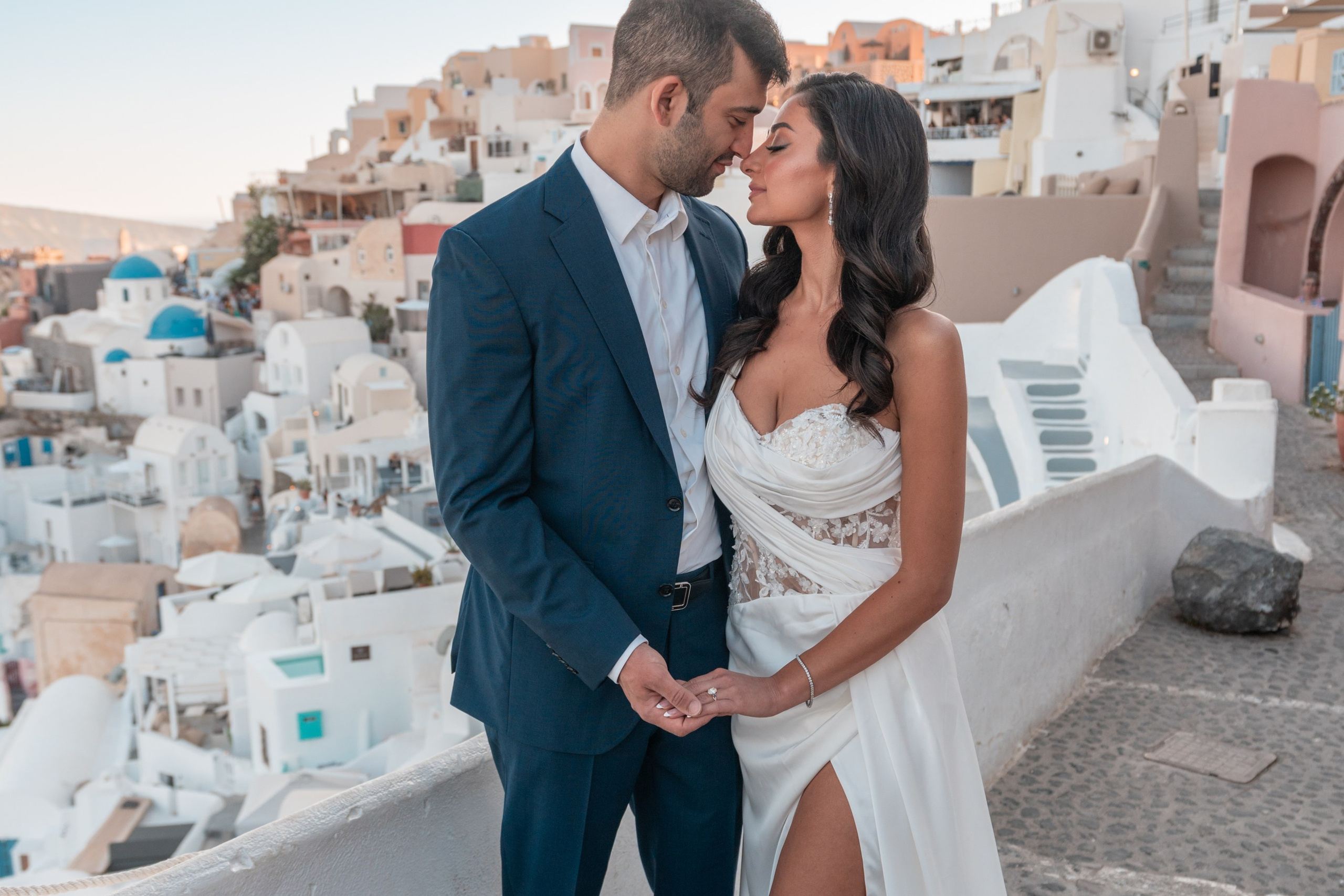 Romantic Santorini Engagement Photoshoot in Oia at Sunset