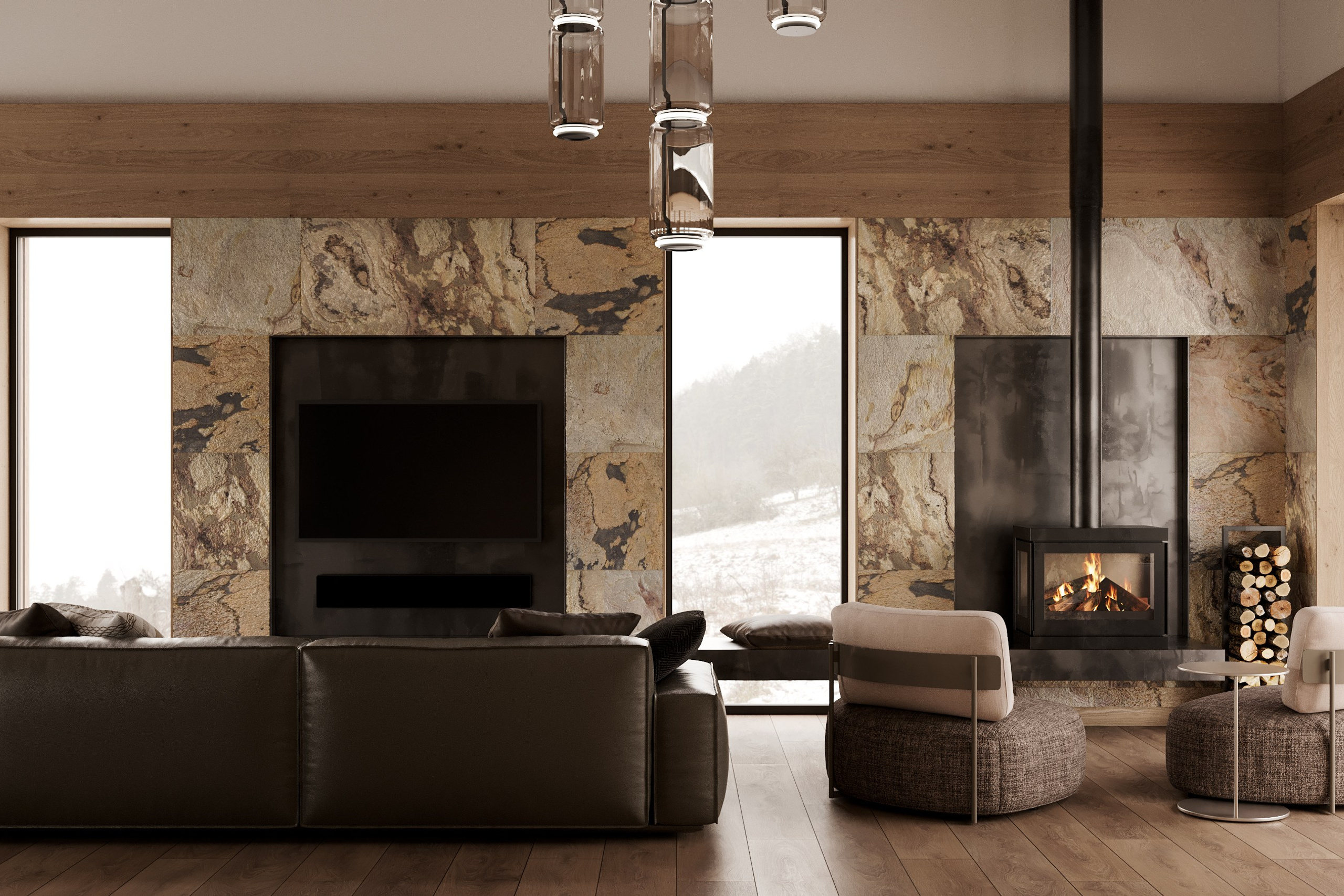 SPOLEČNÝ PROSTOR HORSKÉ CHATY