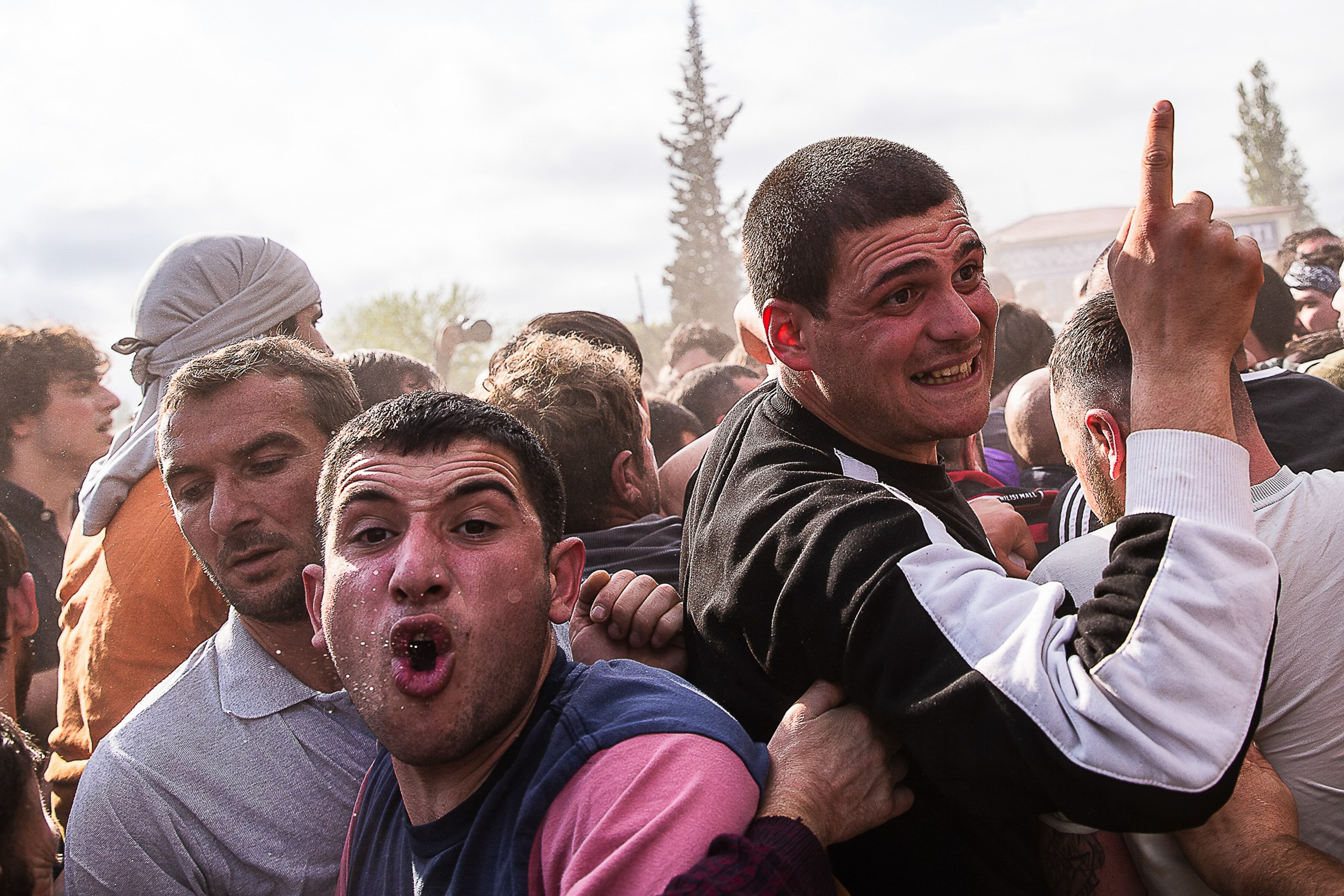 Two players fighting for ball in Lelo Burti game, Georgia 2025