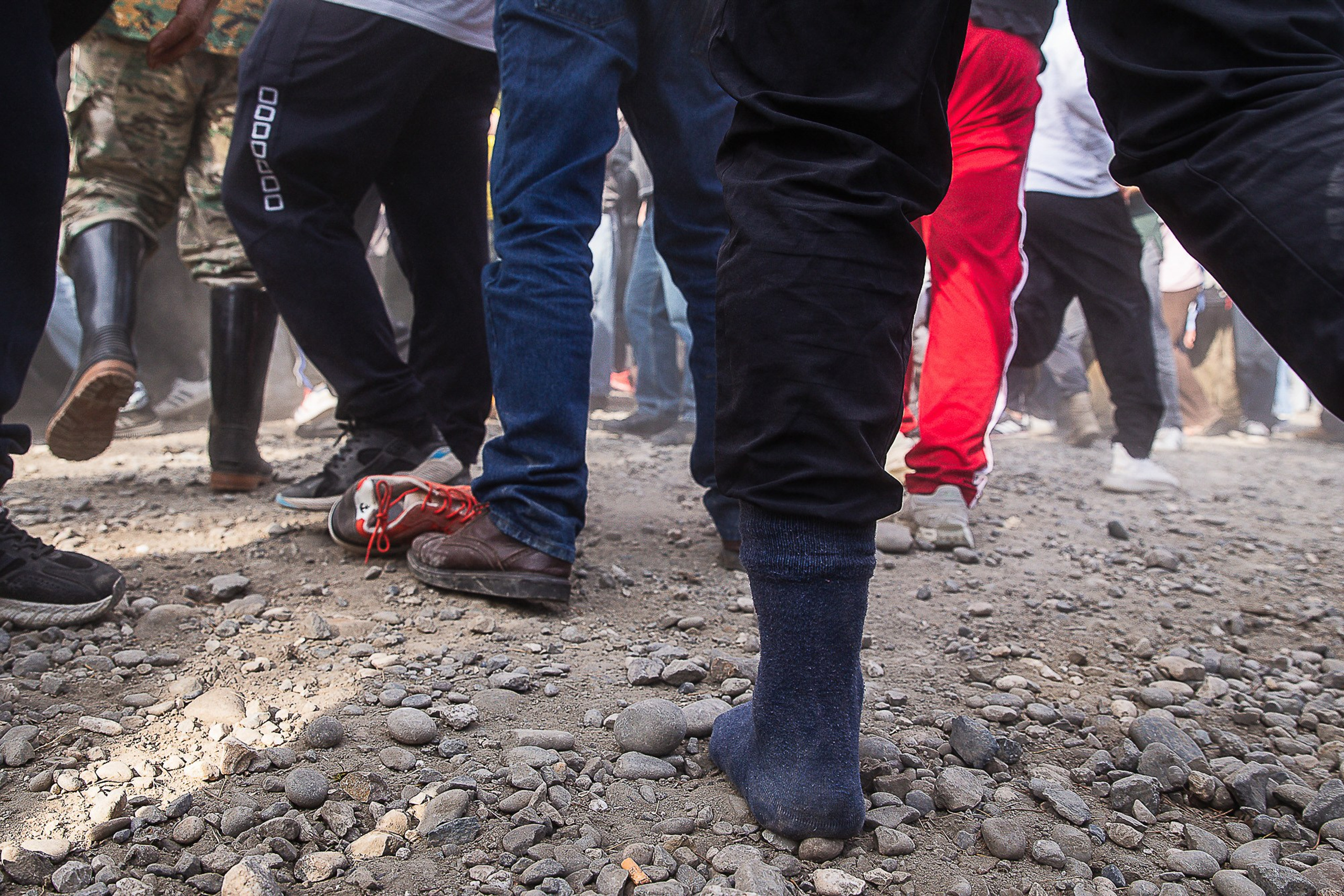 Moment of traditional Lelo Burti match with large ball, Georgia 2025