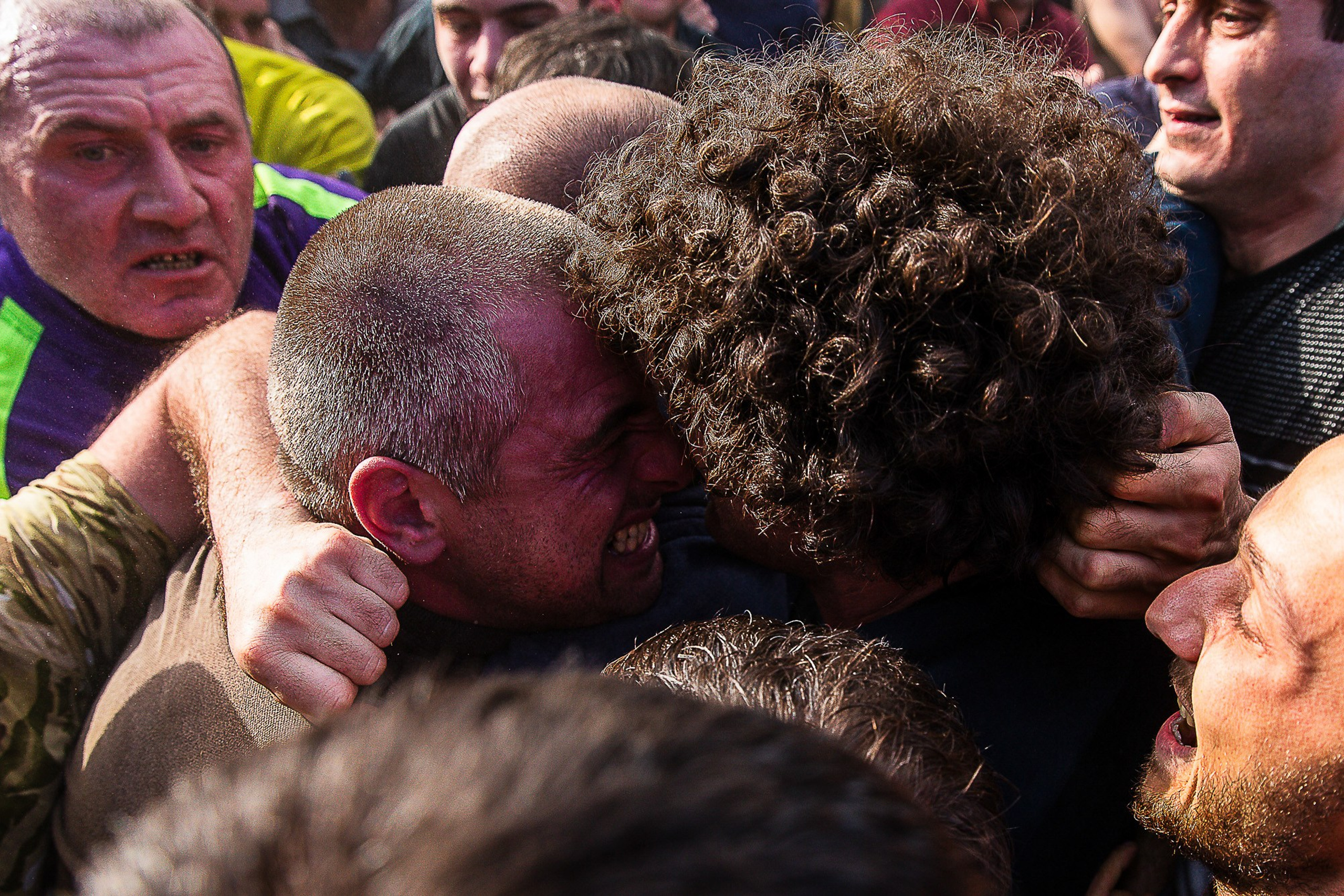 Two players fighting for ball in Lelo Burti game, Georgia 2025