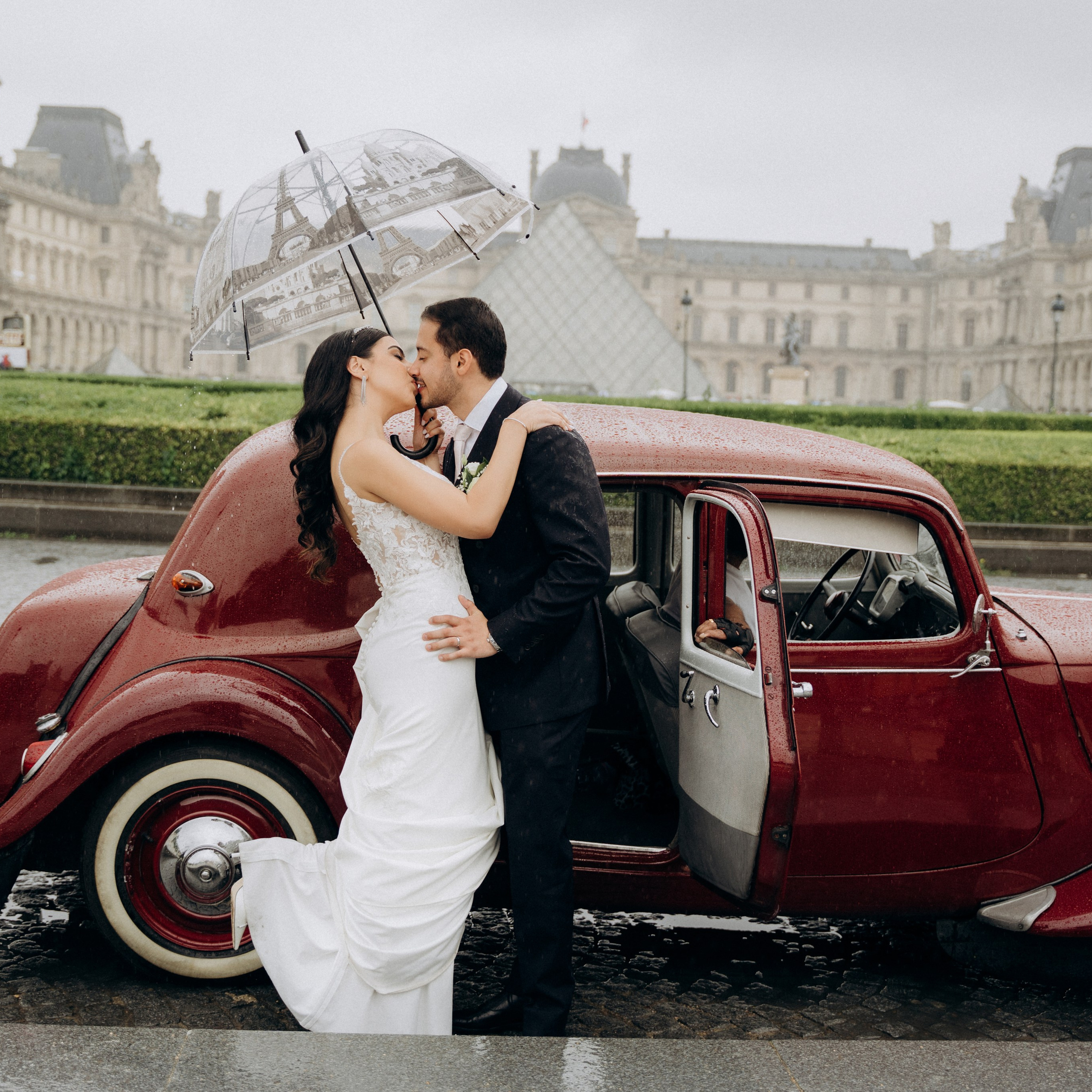 Wedding — Rainy Paris and Convertible